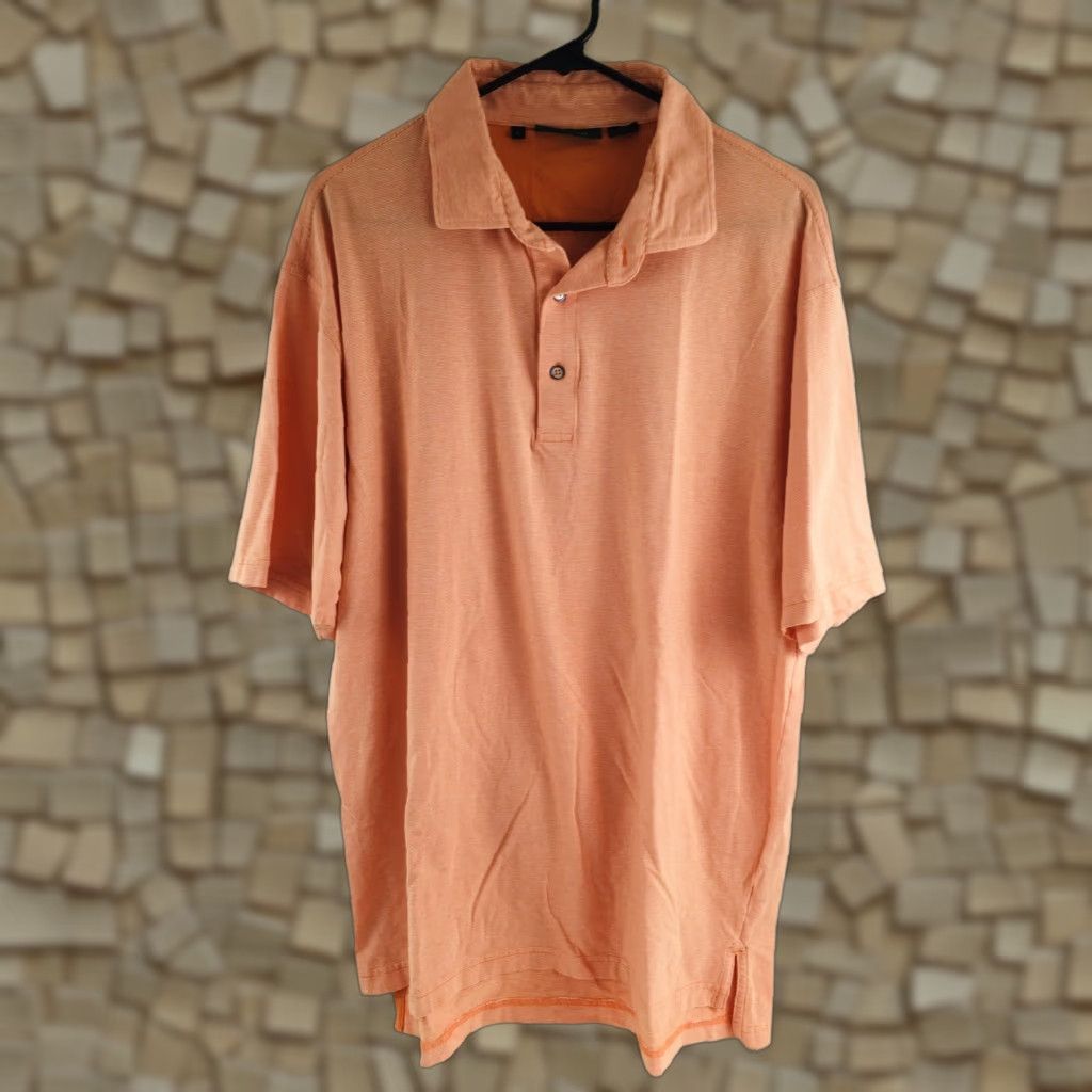 Vintage BOBBY JONES Polo Shirt Men Short Sleeve Orange Striped Pima Cotton Large Size US L / EU 52-54 / 3 - 1 Thumbnail
