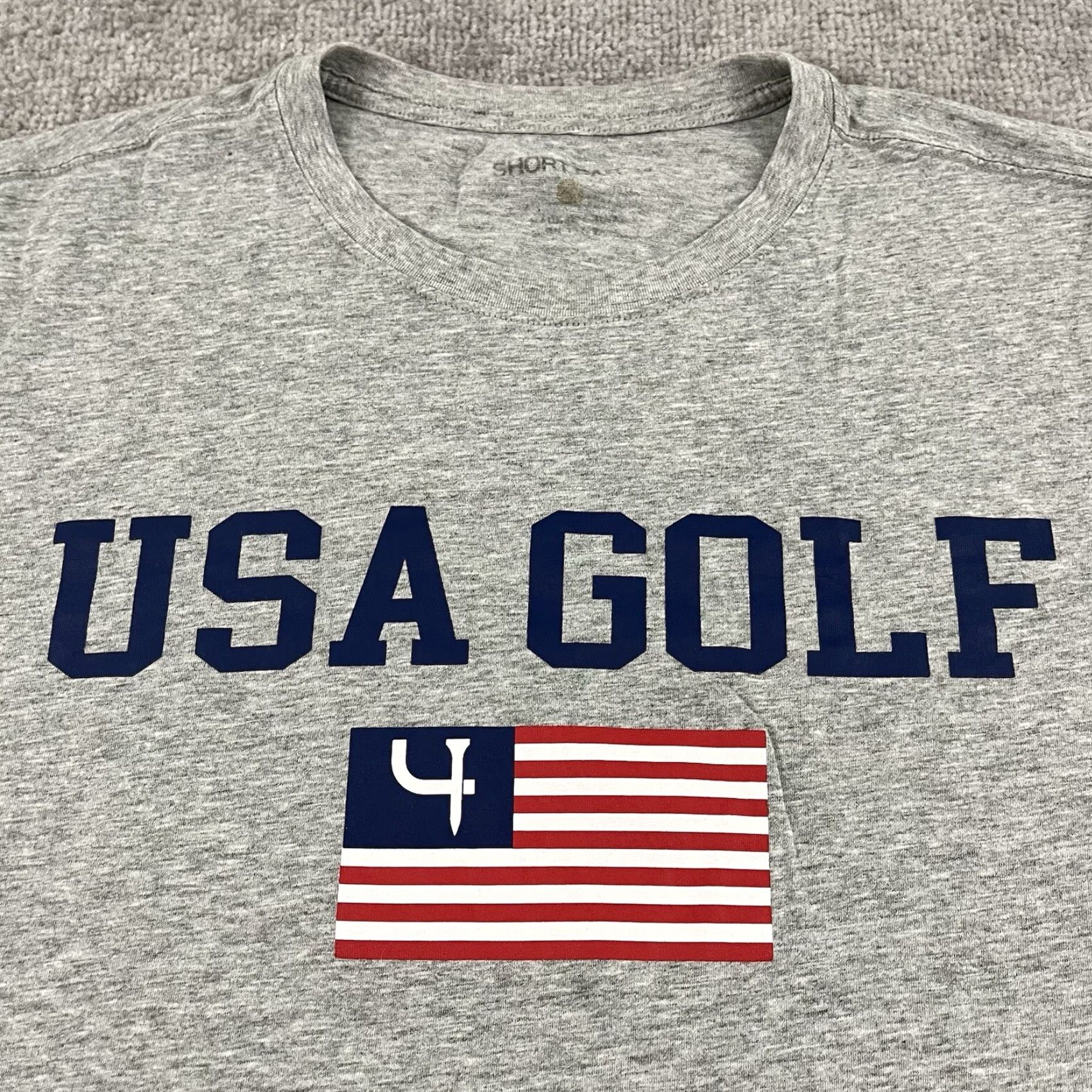 Vintage Short Par 4 Shirt Mens Large Gray Golf USA Flag Patriotic Sport S/S Graphic Tee Size US L / EU 52-54 / 3 - 2 Thumbnail