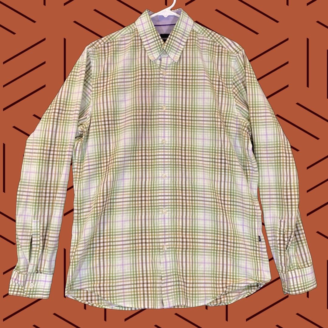 Hugo Boss HUGO BOSS Shirt Mens Medium Regular Green White Plaid Button Up Dress Top L/S Size US M / EU 48-50 / 2 - 1 Thumbnail