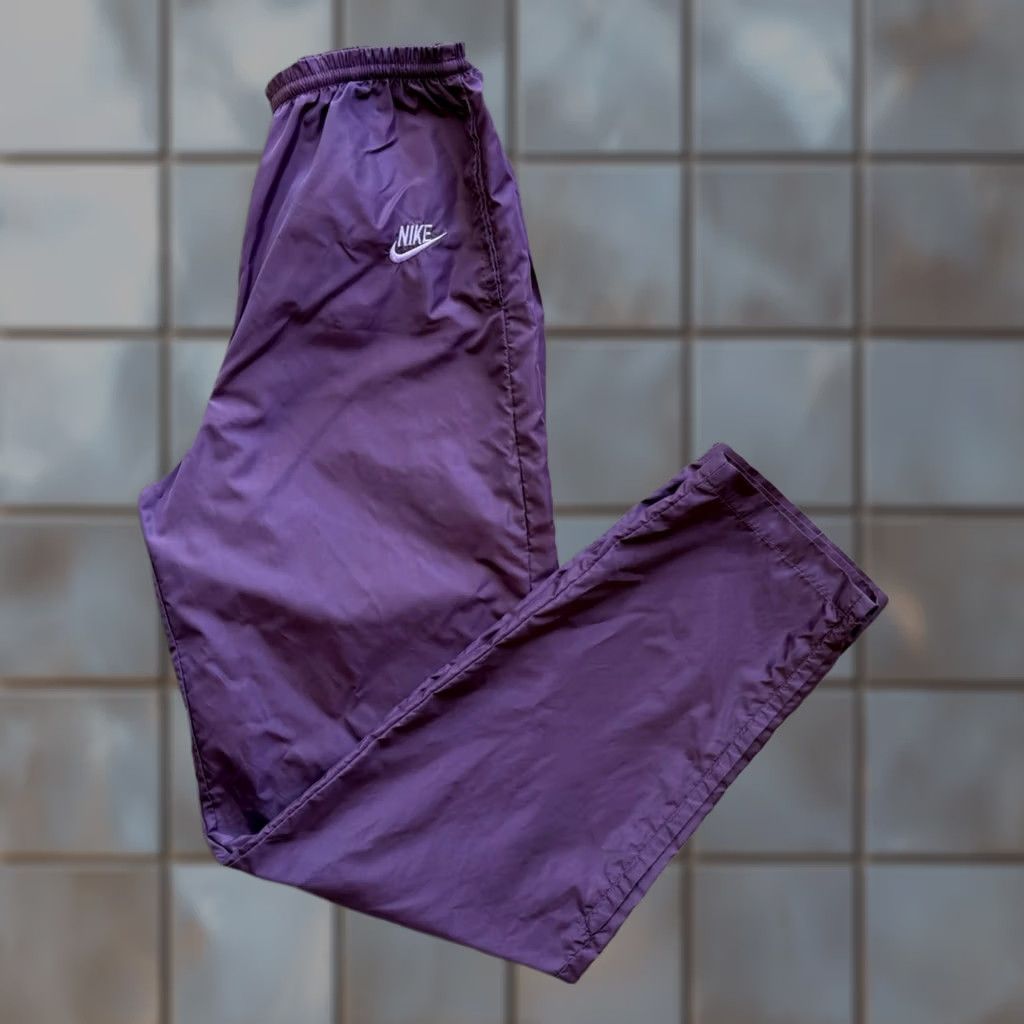 Nike VINTAGE Nike Sweatpants Women's Medium Purple 80s Track Sportswear Size 40" / US 18 - 1 Thumbnail