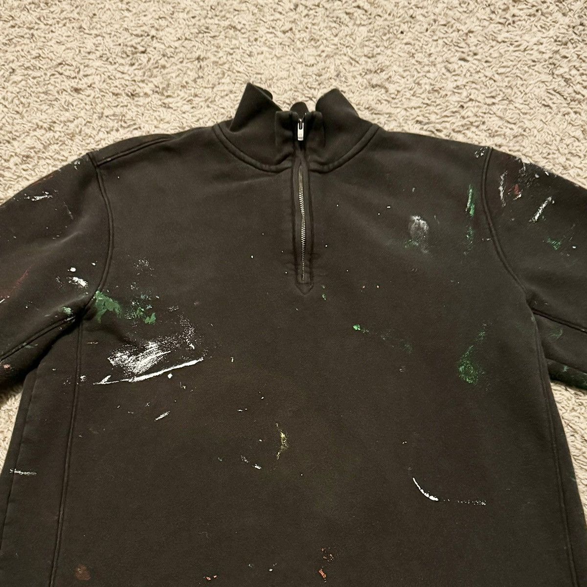 Calvin Klein × Vintage VINTAGE CALVIN KLEIN BLACK FADE PAINT SPLATTER QUARTER ZIP Size US M / EU 48-50 / 2 - 6 Thumbnail