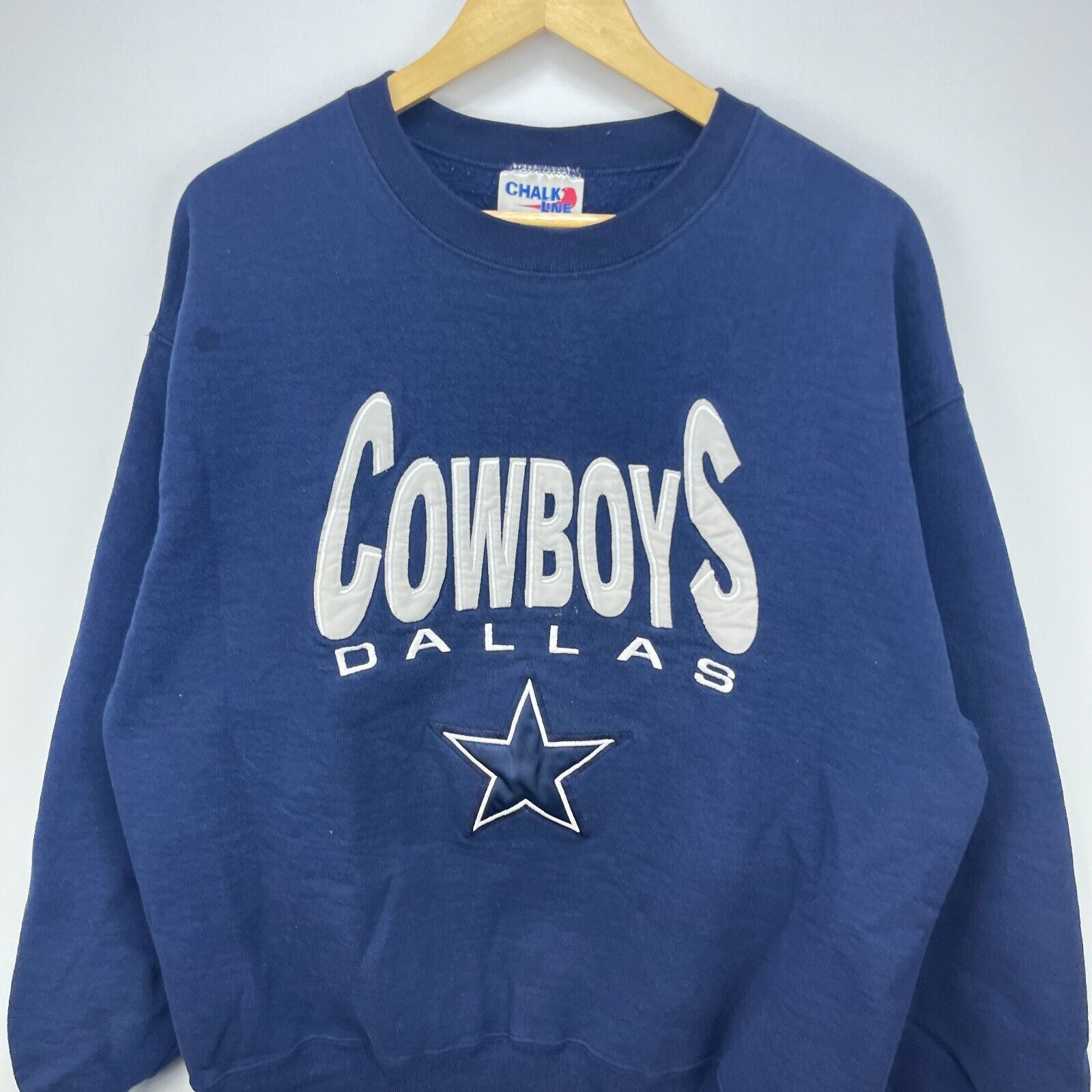 NFL × Vintage Vintage '90s Dallas Cowboys Sweatshirt Large NFL Chalk Line Size US L / EU 52-54 / 3 - 2 Thumbnail