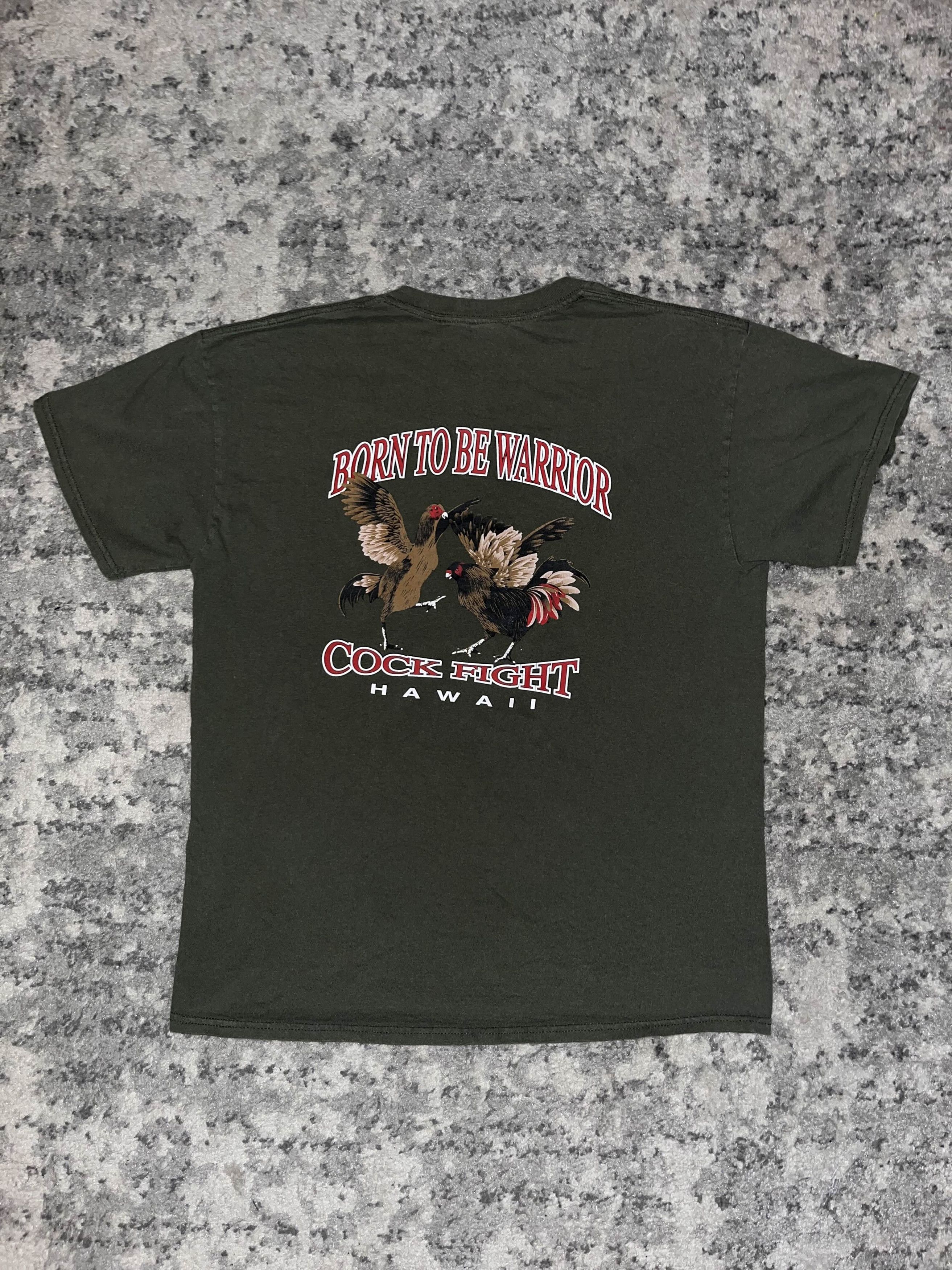Vintage Funny Y2K Born To Be Warrior Hawaii Chicken Shirt Size US L / EU 52-54 / 3 - 2 Thumbnail