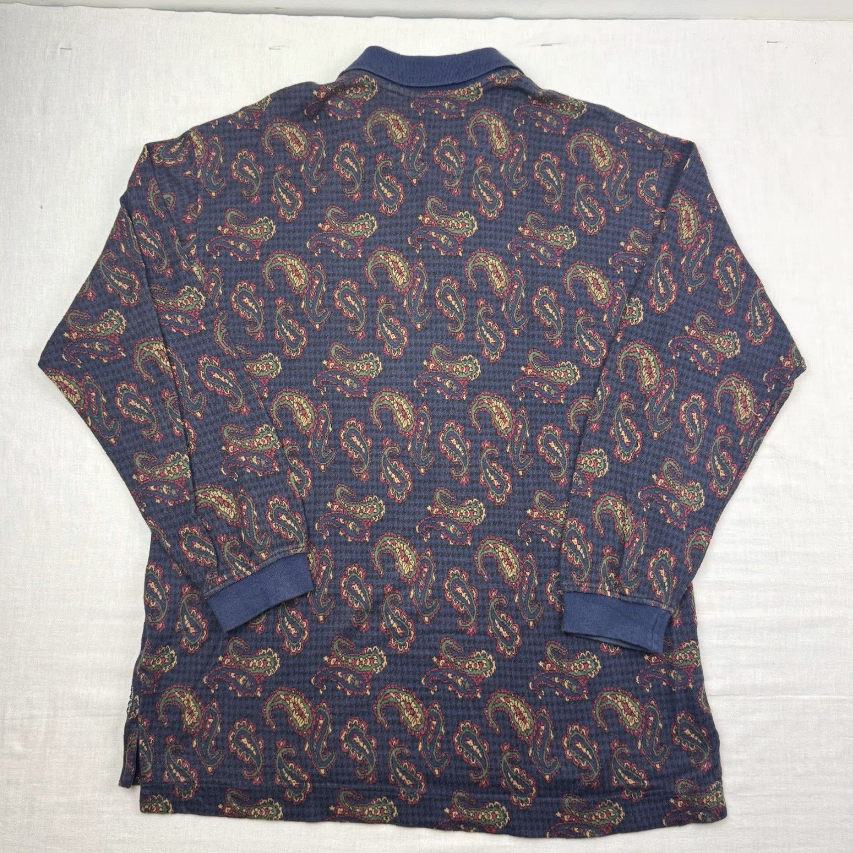 Dockers VINTAGE Dockers Long Sleeve Polo Men M Paisley Blue 90s Classic"} Size US M / EU 48-50 / 2 - 7 Thumbnail