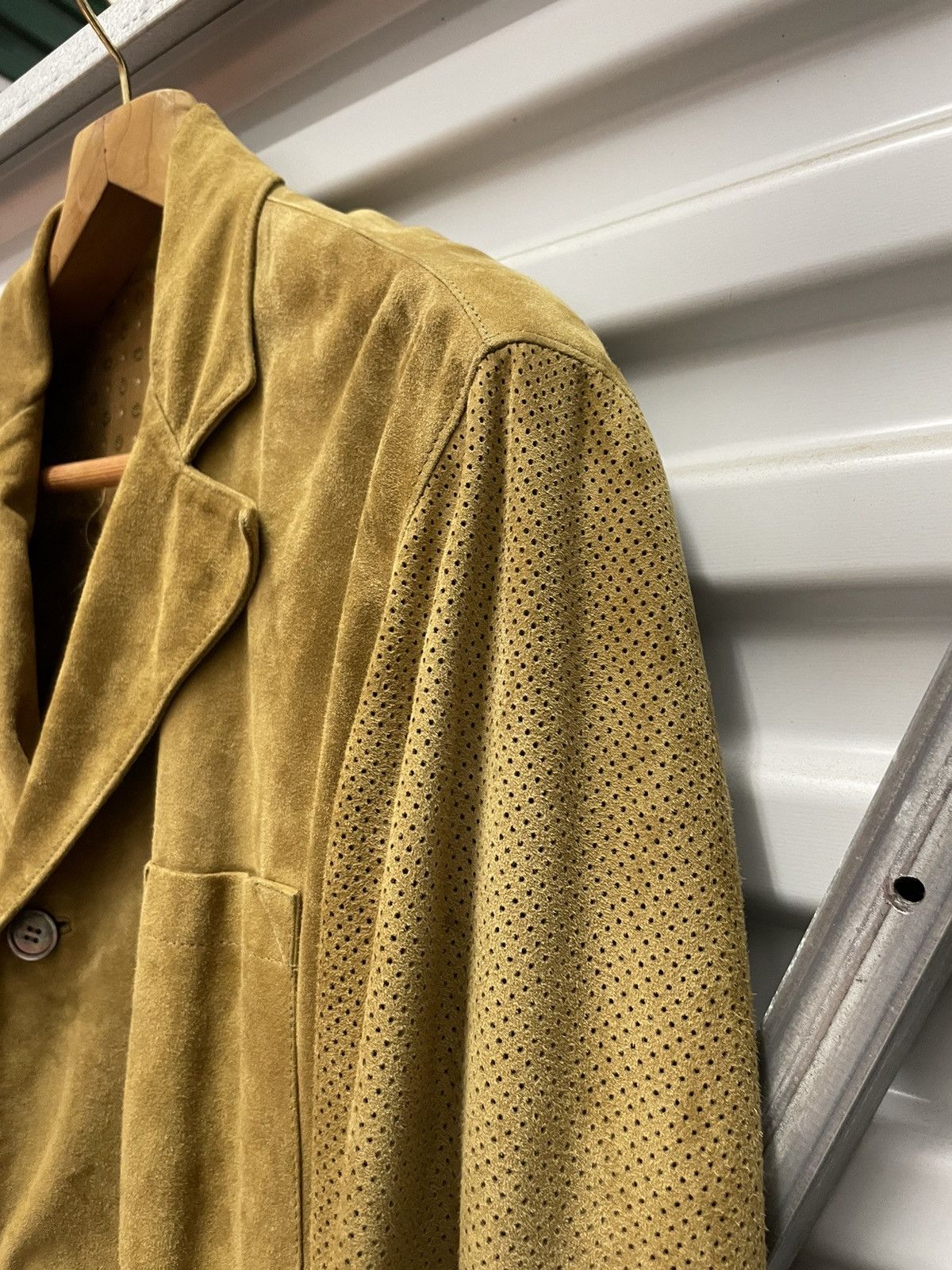 Cifonelli Suede Blazer Jacket Perforated Sleeves Made in Italy Size US XL / EU 56 / 4 - 5 Thumbnail