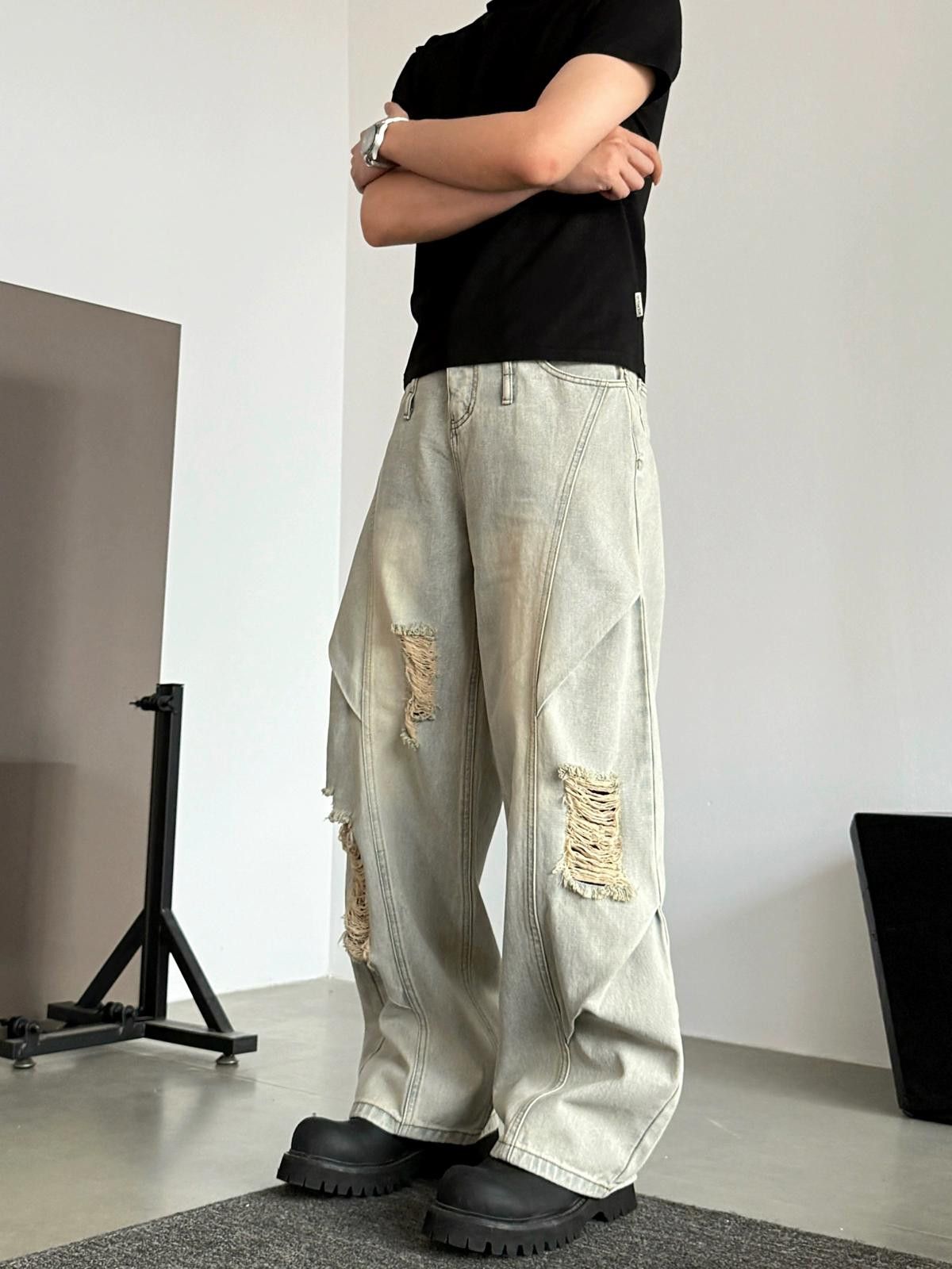 Other Distressed Ripped Wide-Leg Jeans Size US 30 / EU 46 - 4 Thumbnail
