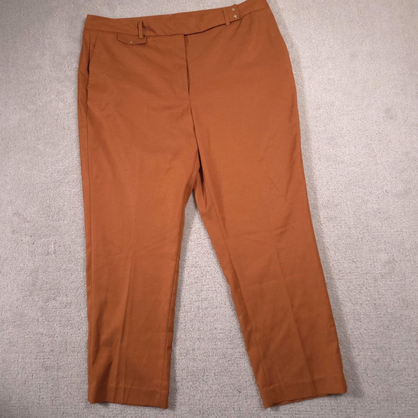 DKNY DKNY Dress Pants Womens 16 Brown Twill Ankle Slim Stretch Zip Pockets Work Size 38" / US 16 / IT 52 - 2 Thumbnail