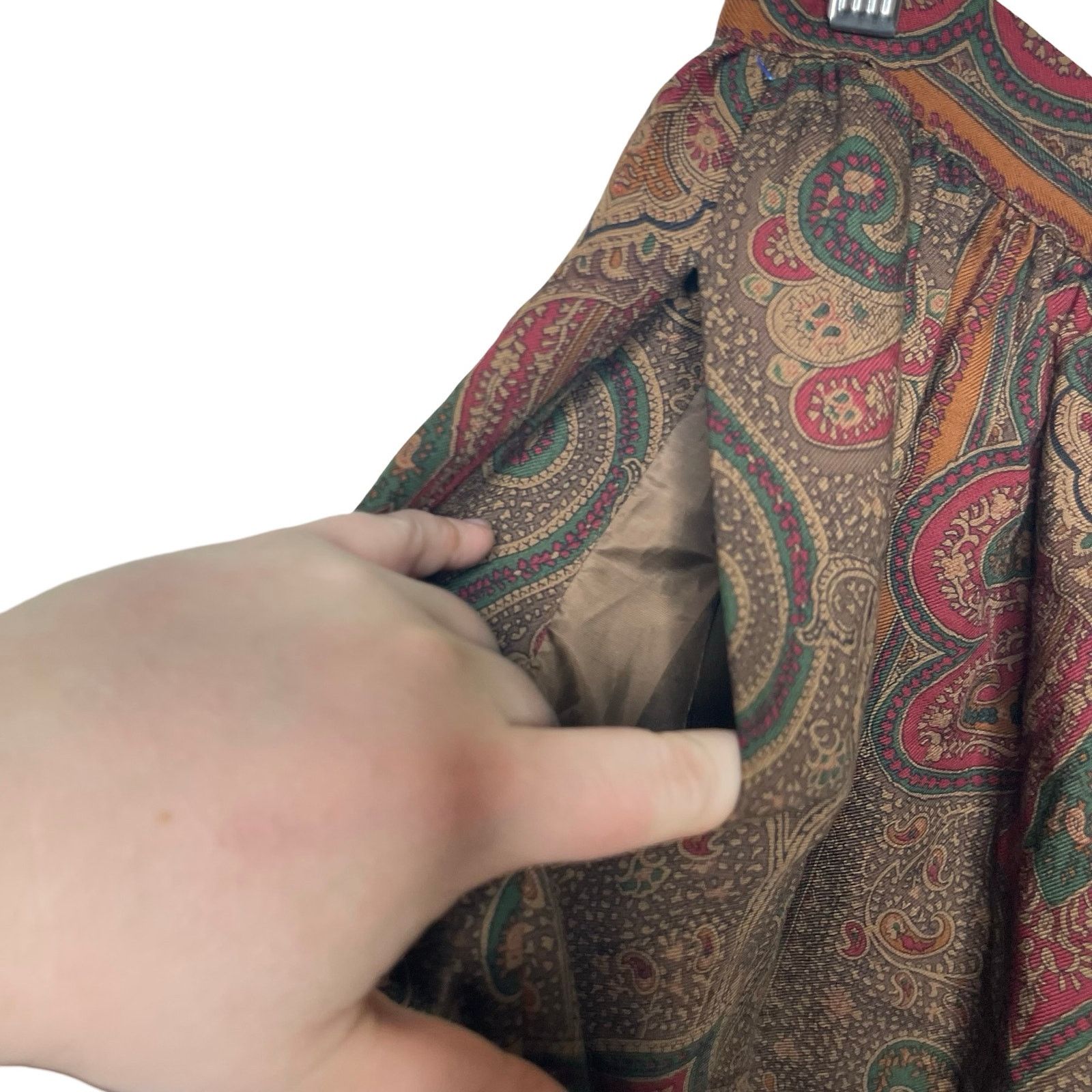 Ralph Lauren Ralph Lauren Brown Paisley Prairie Skirt Wool Midi Vtg 80s Size 32" / US 10 / IT 46 - 3 Thumbnail