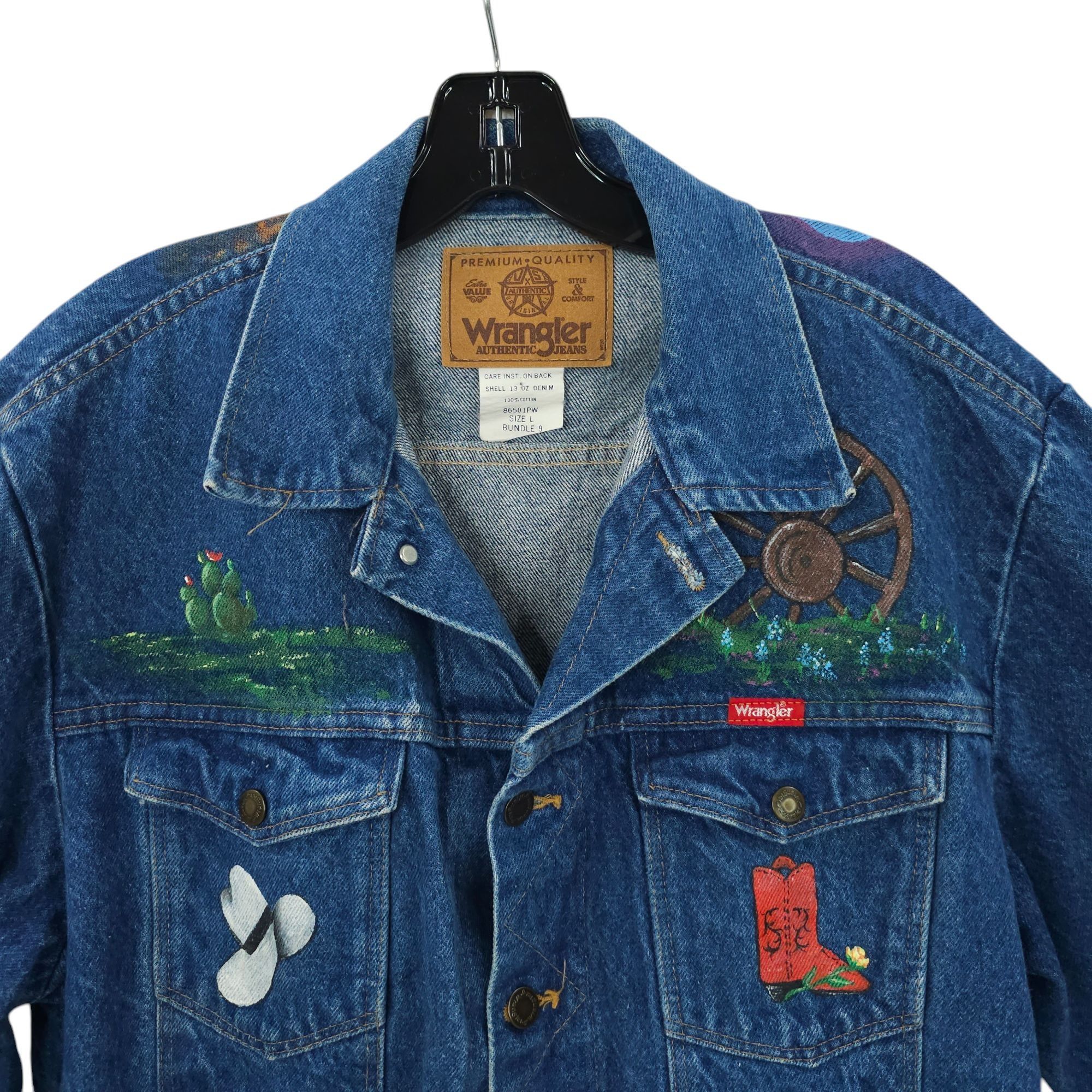 Wrangler Wrangler Western Denim Jacket Womens Size L DIY Hand Painted Size L / US 10 / IT 46 - 13 Thumbnail