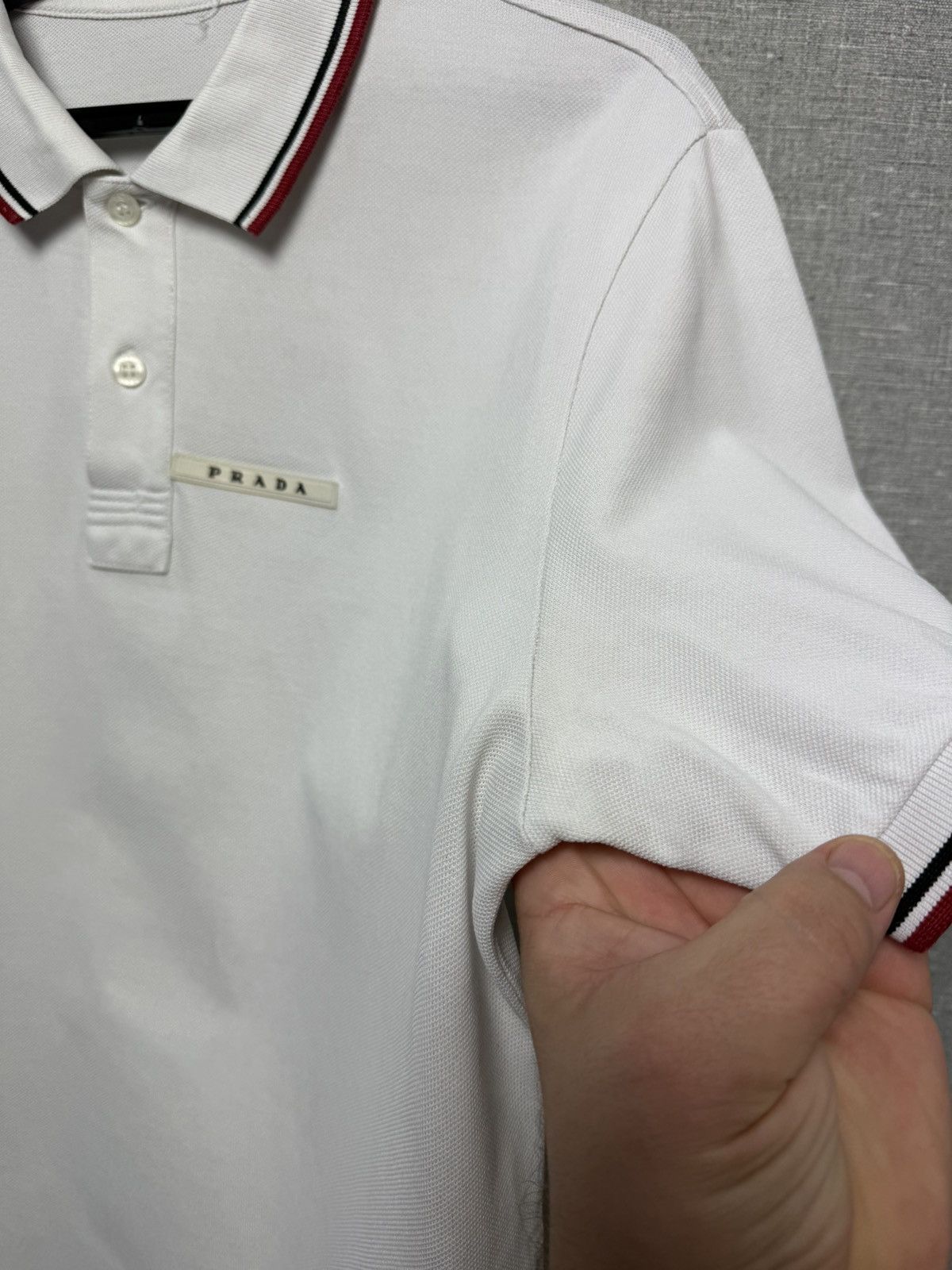 Prada Prada Milano White Tab Logo Men’s Polo T-Shirt Short Sleeve Size US L / EU 52-54 / 3 - 11 Thumbnail