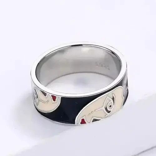 Japanese Brand Creative Handmade Irregular Half Face Enamel Heart Ring Size ONE SIZE - 4 Thumbnail