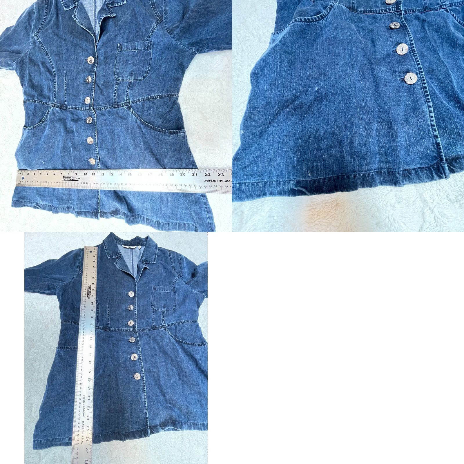 Soft Surroundings Soft Surroundings Button-Down Chambray Tunic Top PM Petite 3/4 Sleeve Blue Women’s Shirt Tunic Size M / US 6-8 / IT 42-44 - 8 Thumbnail