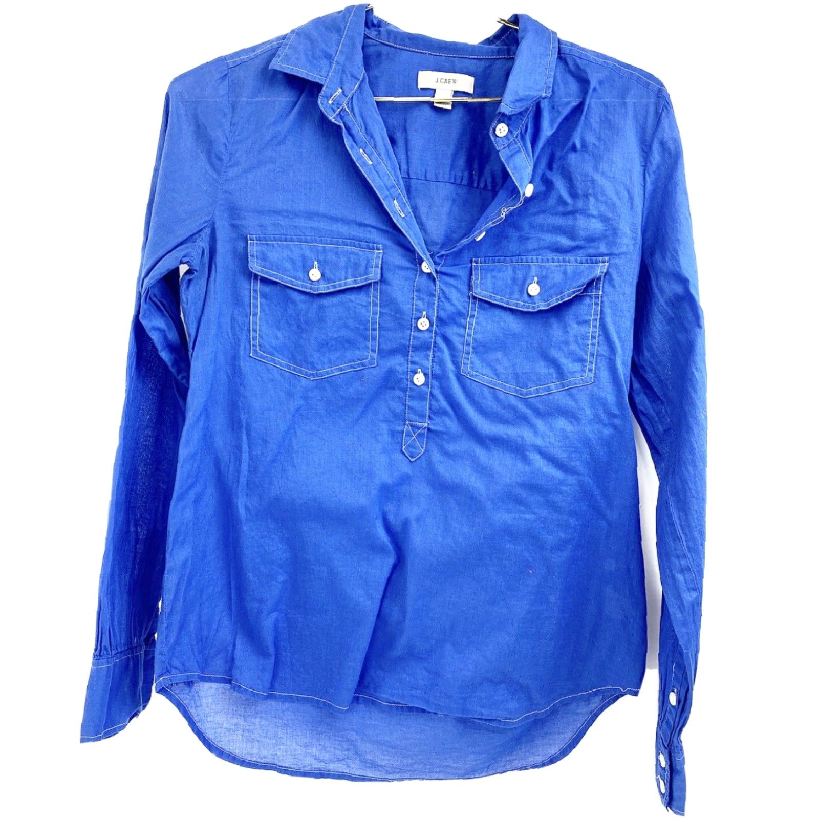 J.Crew J.CREW Button-Up Shirt Womens 0 Blue Long Sleeve Collared Shirt Womens 0 Blue J.CREW Shirt Womens Blue 0 Size XS / US 0-2 / IT 36-38 - 2 Thumbnail