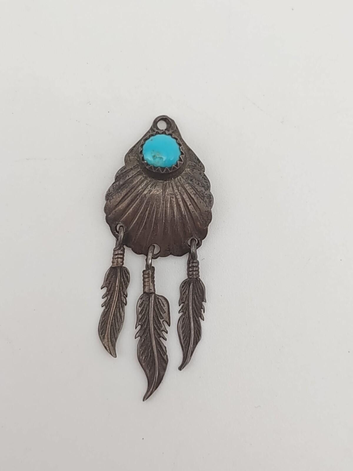 The Unbranded Brand Southwestern 925 Silver Turquoise Concho Shell Feather Charm Size ONE SIZE - 1 Thumbnail