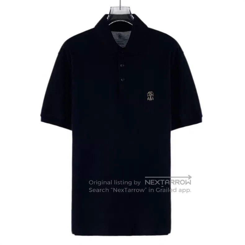 Brunello Cucinelli Brunello Cucinelli Black logo embroidered cotton collar si Size US S / EU 44-46 / 1 - 1 Thumbnail