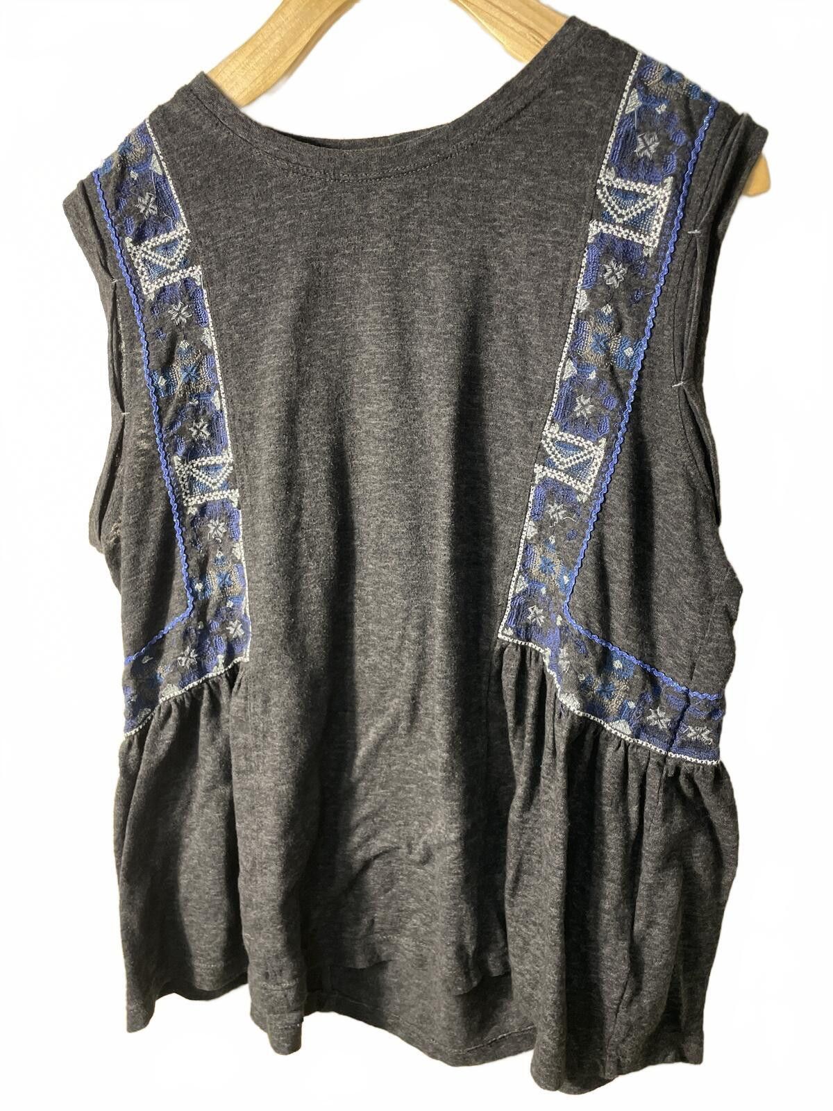 Free People Free People Sleeveless Top Women's Large Blue Embroidered Size L / US 10 / IT 46 - 6 Thumbnail