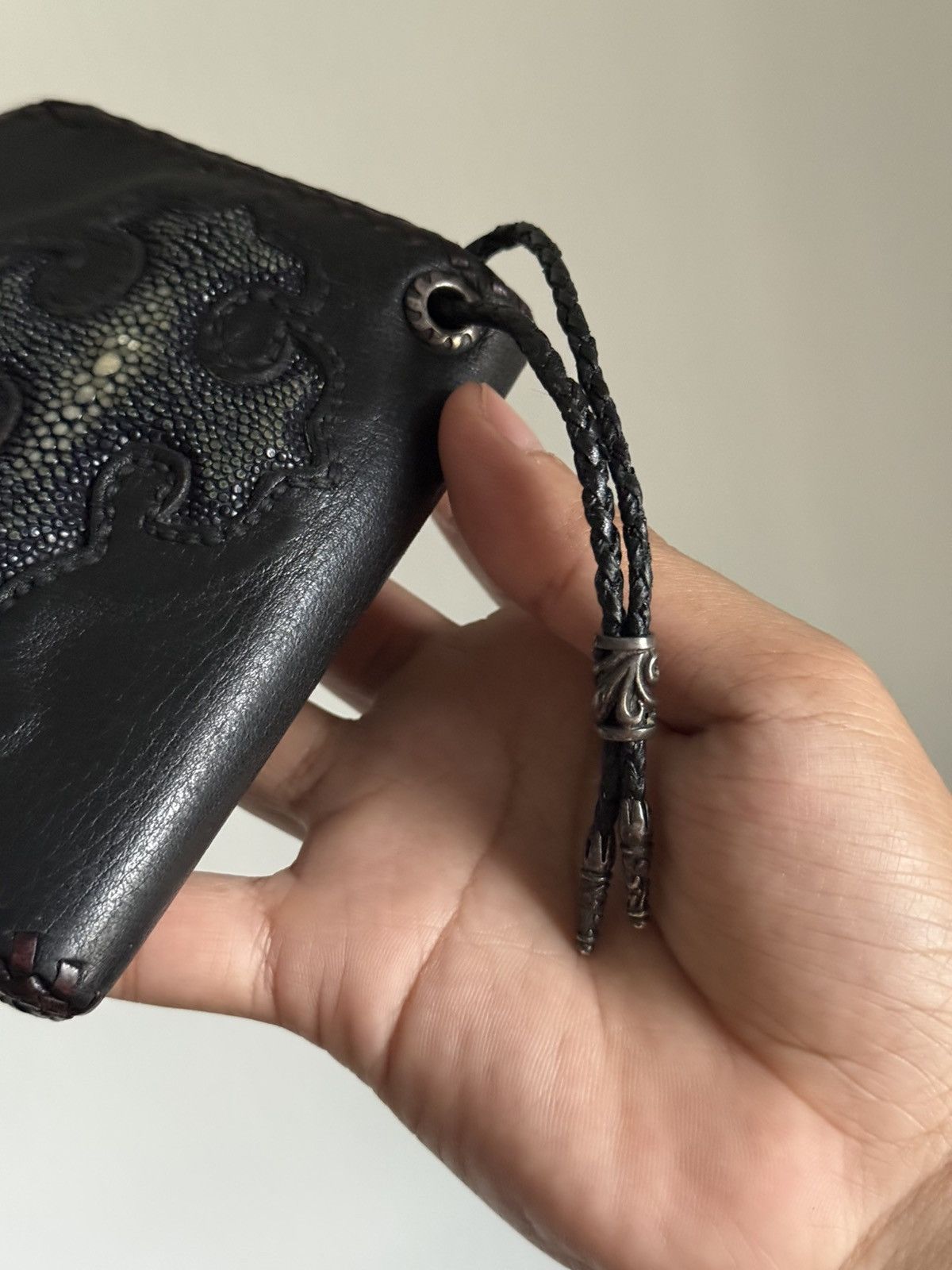 Japanese Brand black stingray leather biker wallet featuring a gothic cross Size ONE SIZE - 3 Thumbnail