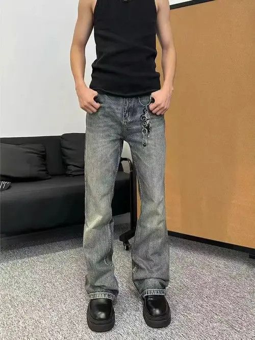Jean Washed distressed micro-flare retro baggy jeans Size US 34 / EU 50 - 3 Thumbnail