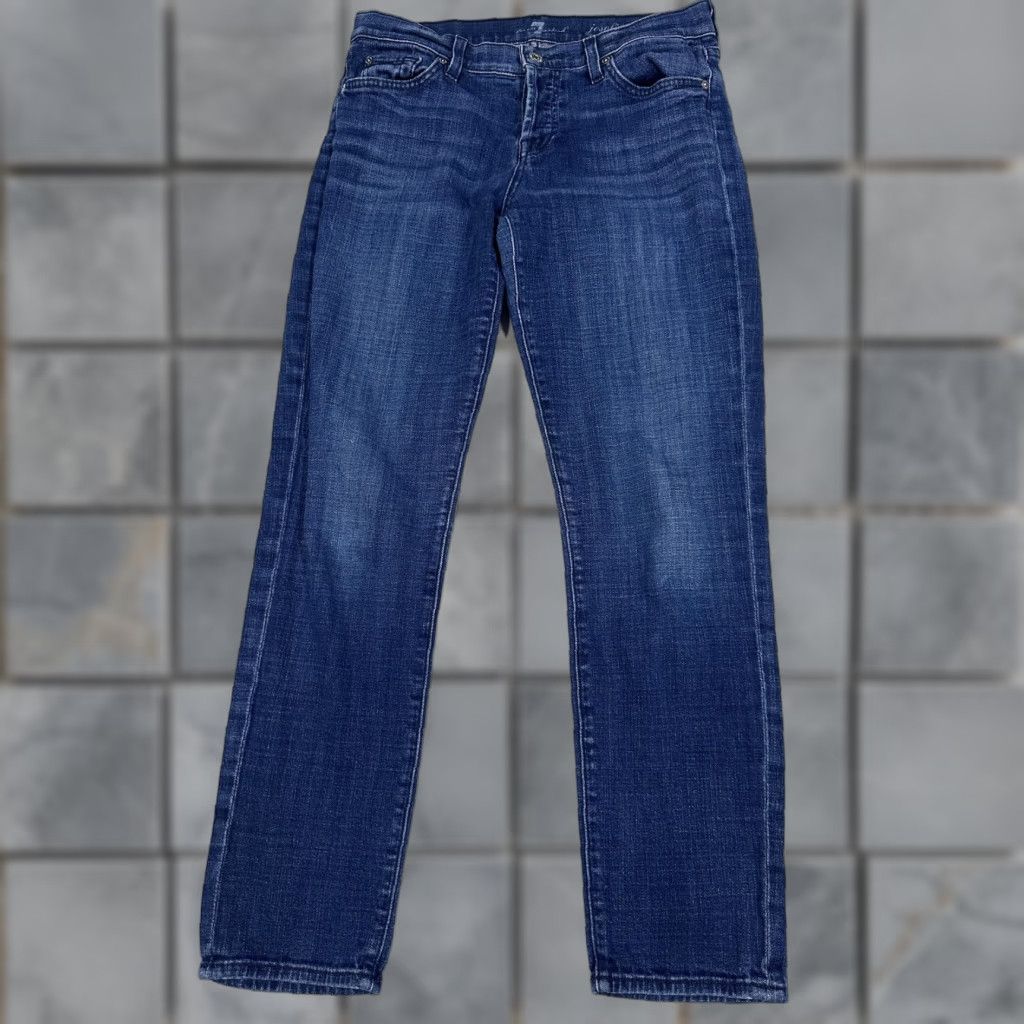 7 For All Mankind 7 For All Mankind Jeans 26 Boyfriend Josefina Blue Slim Stretch Denim Button Fly Jeans Women Slim Mid Blue 7 For All Mankind Josefina Womens Jeans Size 26" / US 2 / IT 38 - 1 Thumbnail