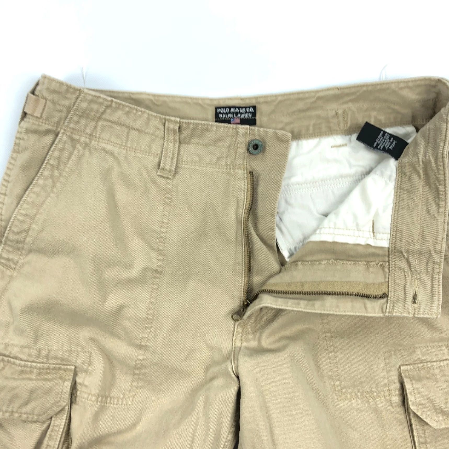 Vintage Polo Jeans Co. Ralph Lauren Men's Cargo Pants 34x32 Khaki Cotton Outdoor Casual Pants Size US S / EU 44-46 / 1 - 2 Thumbnail