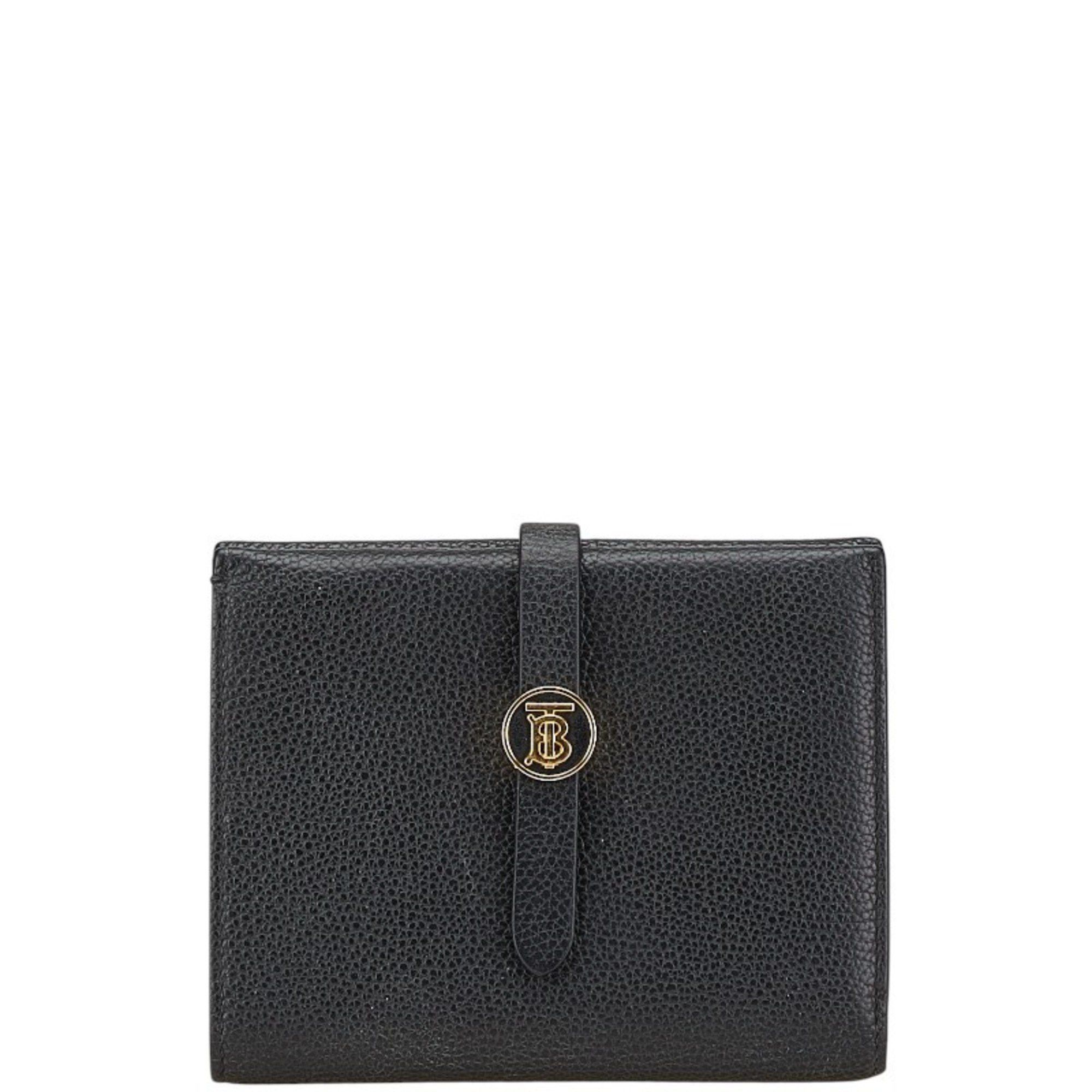 Burberry Burberry TB Bi-fold Wallet Black Leather Women's BURBERRY Size ONE SIZE - 1 Thumbnail