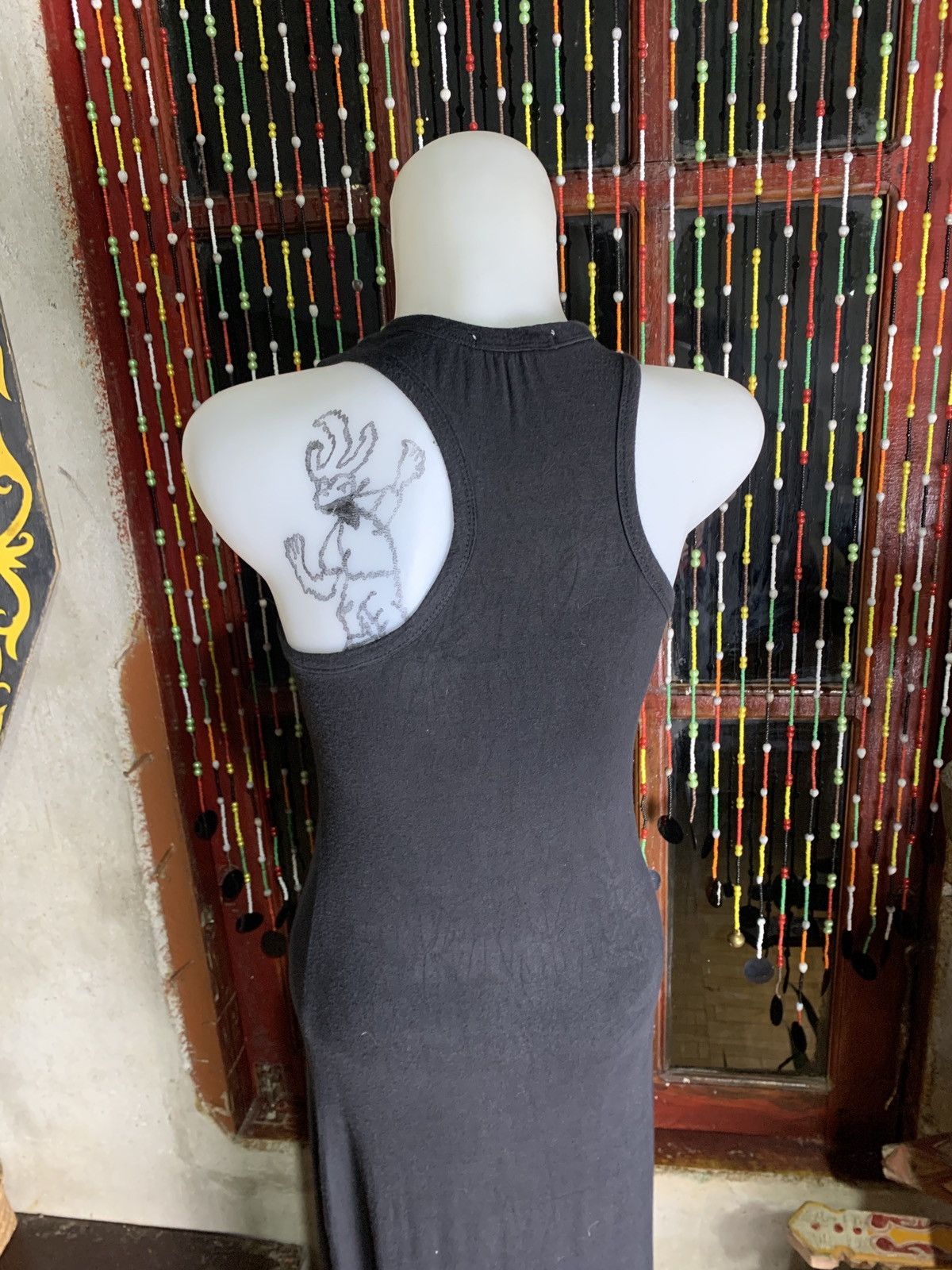 Japanese Brand y2k Unknown Black Studded Pearl Cross Fitted Maxi Tank Dress Size S / US 4 / IT 40 - 4 Thumbnail