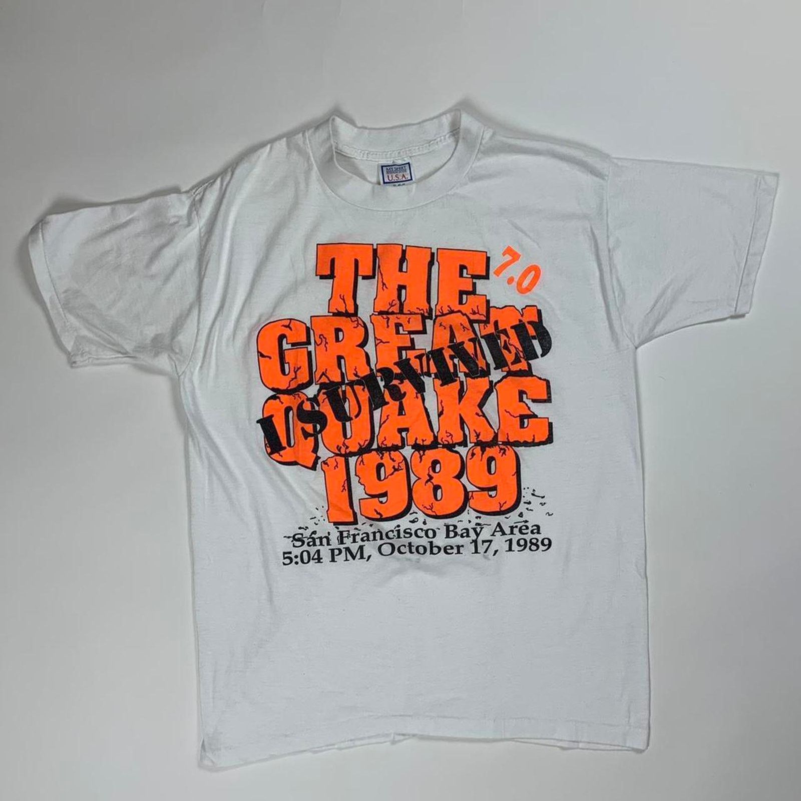 Vintage Vintage 80s San Francisco "Great Quake 1989" T Shirt Size US XL / EU 56 / 4 - 3 Thumbnail