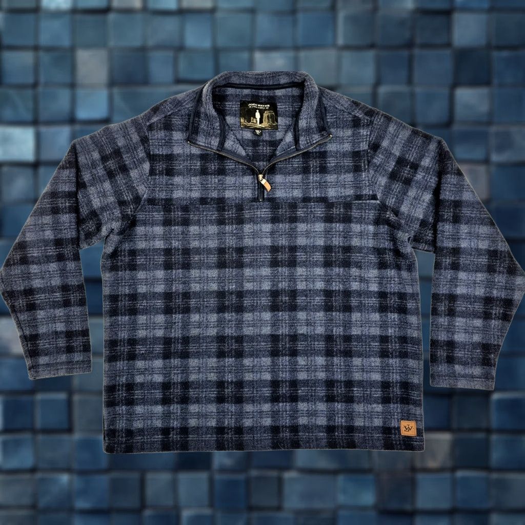 Vintage John Wayne Zip Pullover Men XL Blue Plaid Fleece Western Shirt Jacket Outdoor Size US XL / EU 56 / 4 - 1 Thumbnail