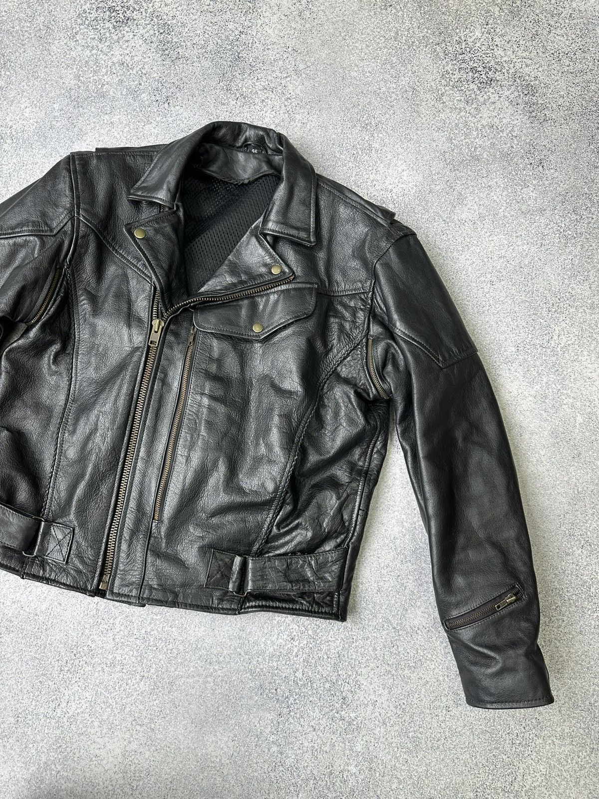 Genuine Leather × Vintage Vintage Genuine Leather Biker Motorcycle Heavy Jacket 90s Size US M / EU 48-50 / 2 - 5 Thumbnail