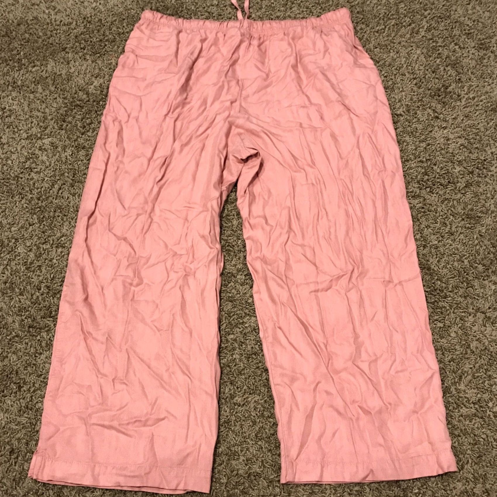 Pinko Islander Womens Pants Size 16 Pink Rayon Chino Straight Leg Casual Beach Drawstring 34in Waist 24in Inseam B7 Size 38" / US 16 / IT 52 - 3 Thumbnail