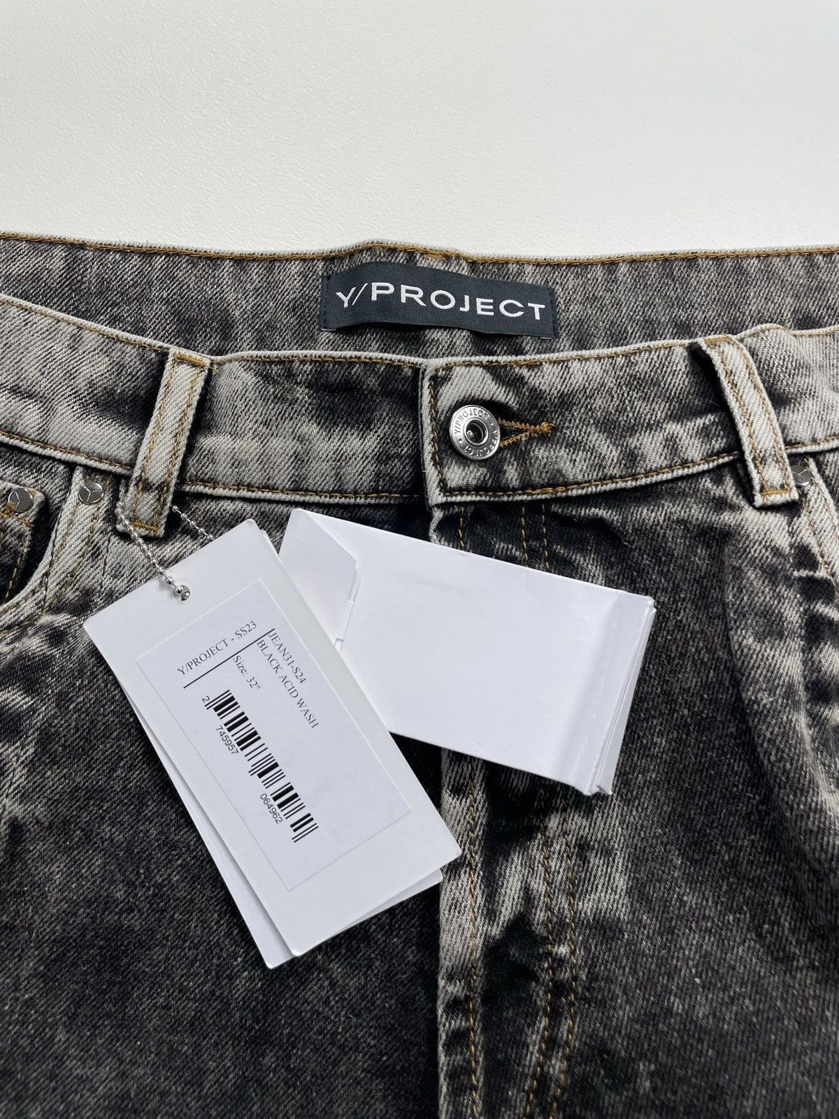 Y/Project S/S 23 ‘Wire’ Acid Washed Gray Denim Jeans Size US 34 / EU 50 - 5 Thumbnail