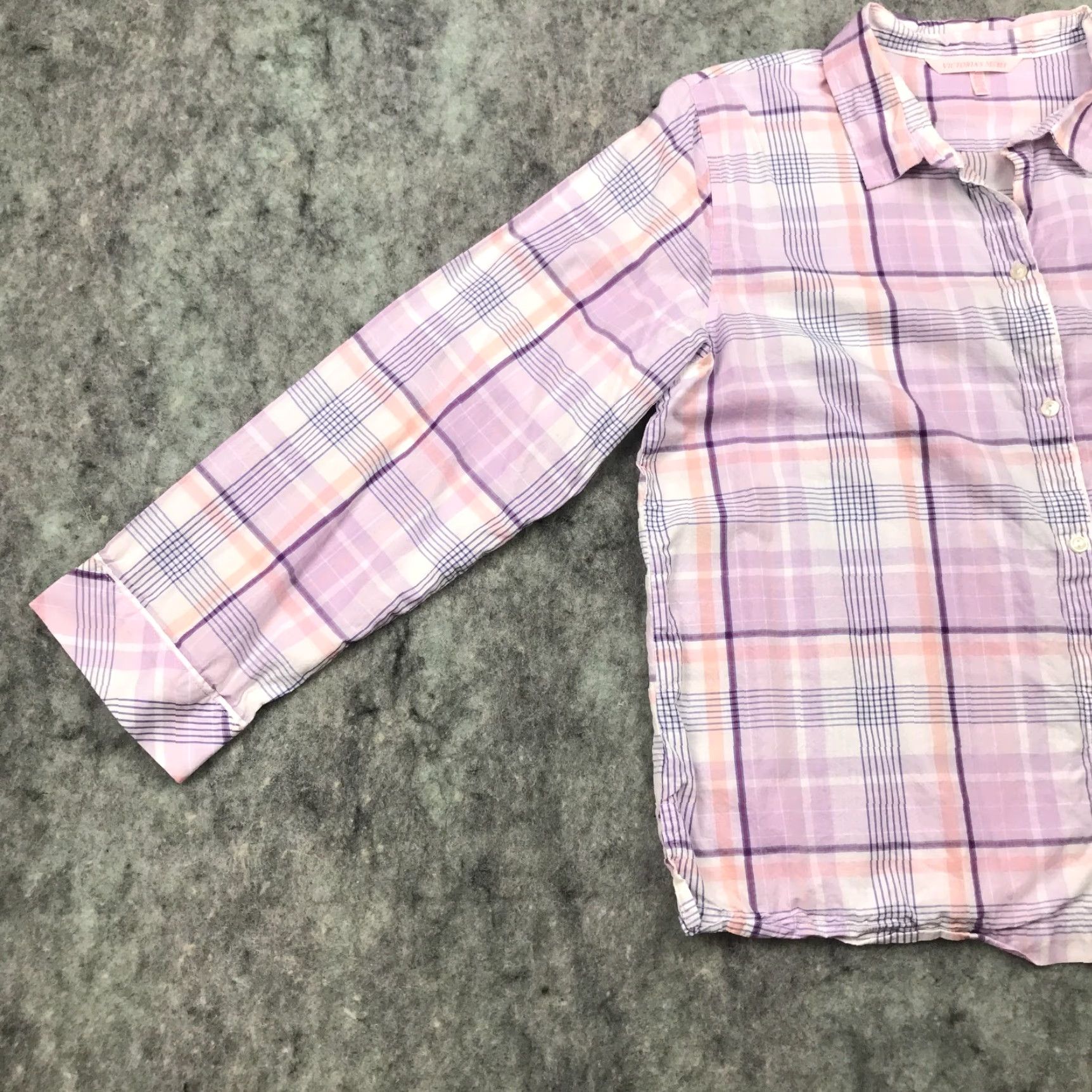 Victoria's Secret VICTORIA'S SECRET Women's Button-Up Shirt Large Purple Solid Long Sleeve Casual Size L / US 10 / IT 46 - 6 Thumbnail