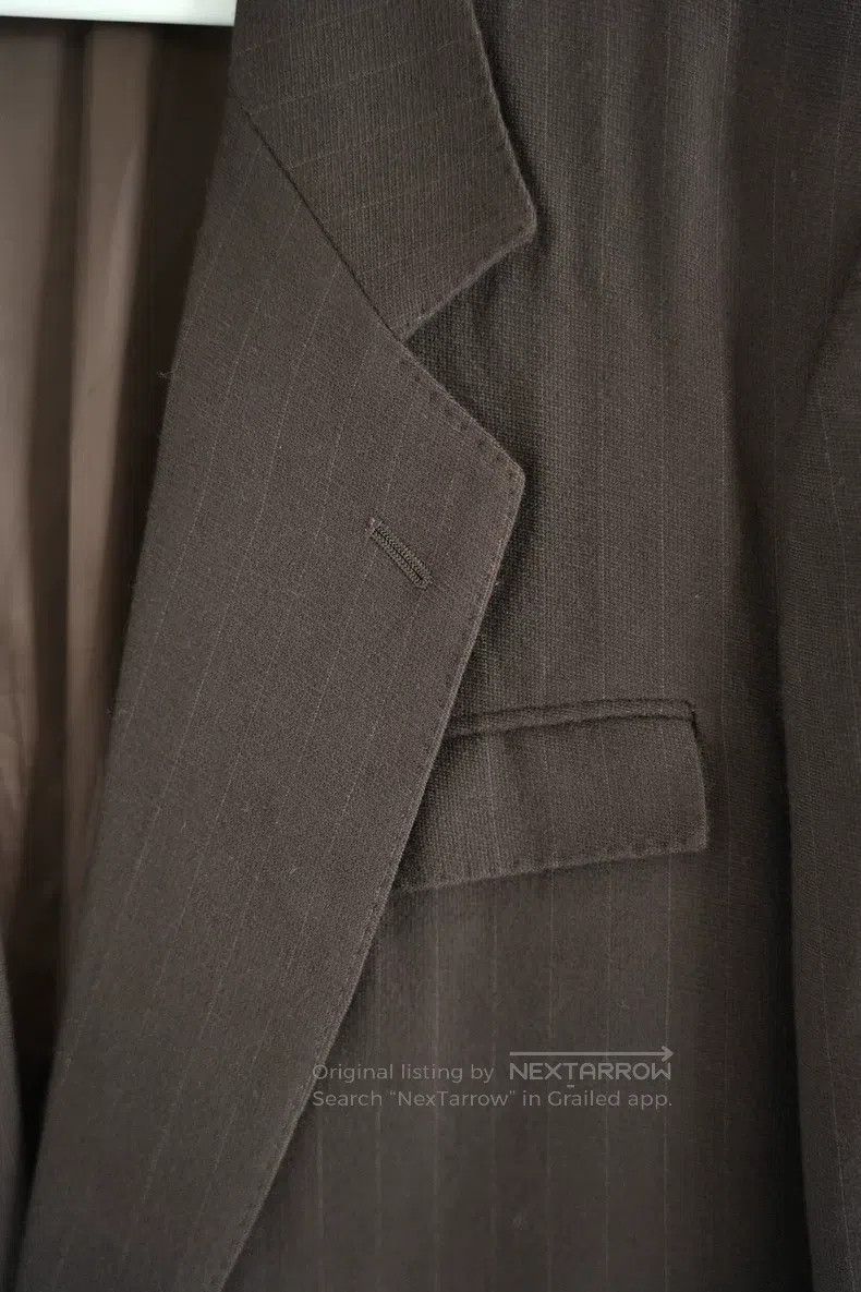 Yohji Yamamoto Yohji Yamamoto size m 90s single button brown stripe blazer Size 48R - 4 Thumbnail