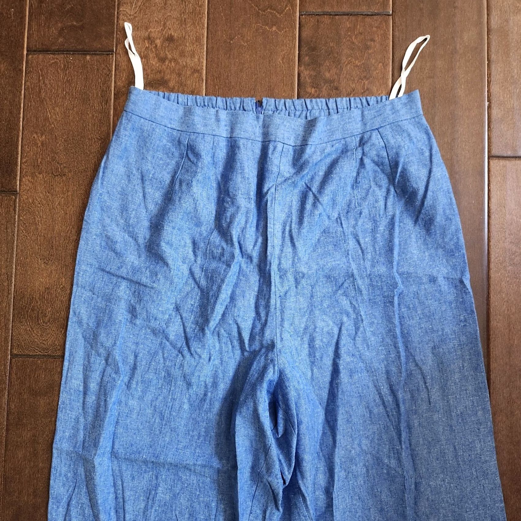 Vintage Melissa Harper Women's Pants - Blue Heathered - Size 12 - Regular Fit - Rayon Linen - Zip Closure - Machine Washable - Casual Travel - Women Size 34" / US 12 / IT 48 - 2 Thumbnail