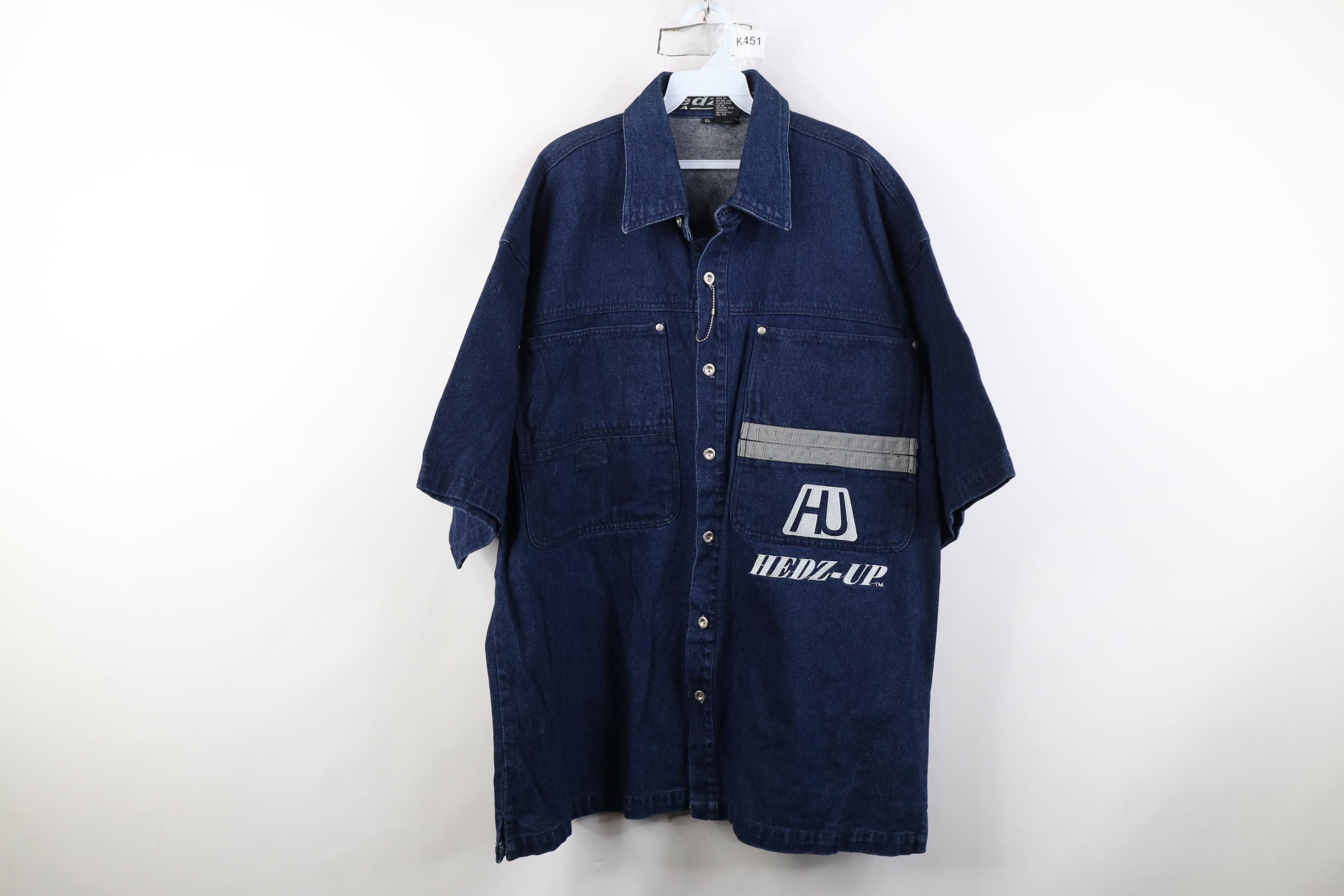 Vintage Deadstock Vintage 90s Streetwear Pocket Denim Button Shirt Size US XL / EU 56 / 4 - 1 Thumbnail