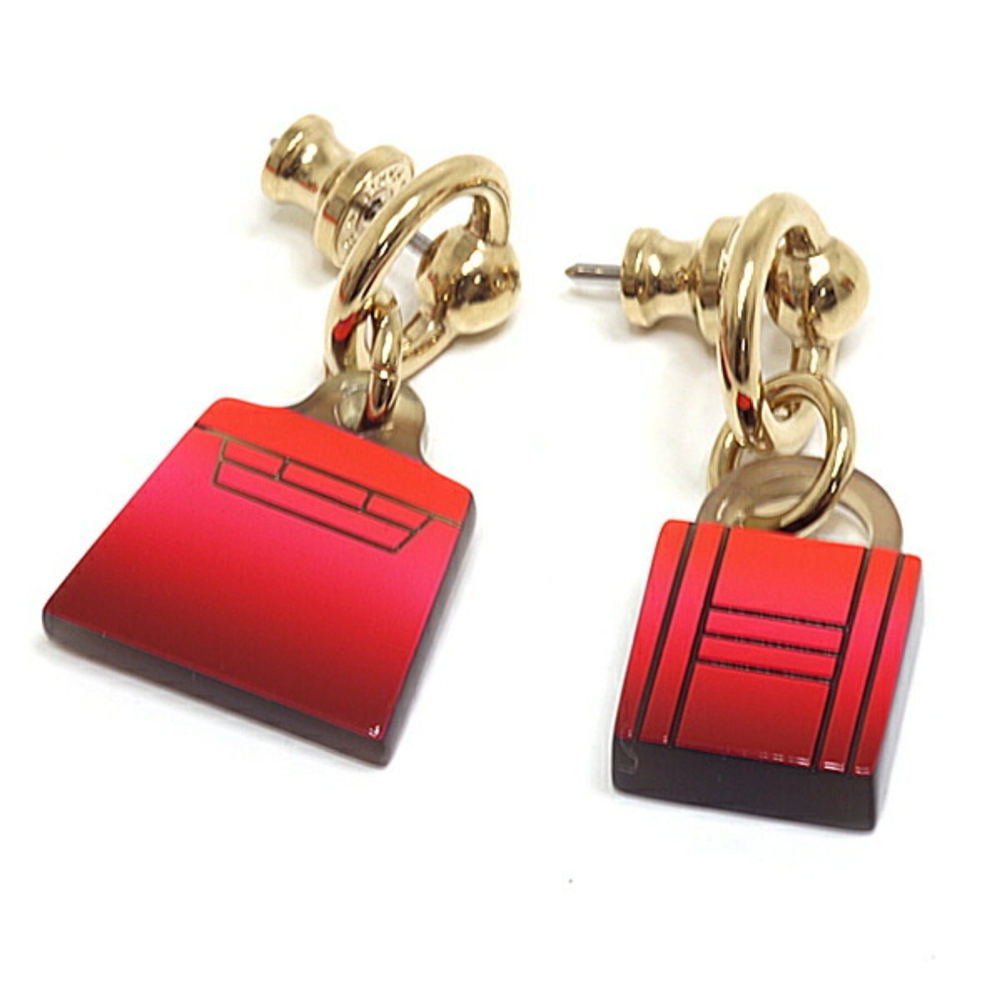 image of Hermes Amulet Fusion Marokinier Earrings Acidur Red Pink Orange in Black, Women's