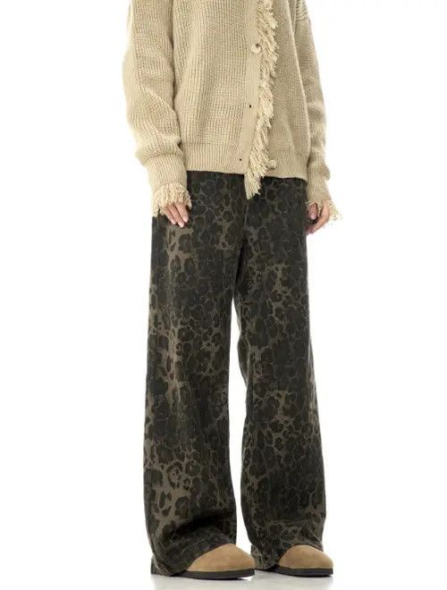 Japanese Brand × Jean American retro washed straight loose leopard print jeans Size US 32 / EU 48 - 4 Thumbnail