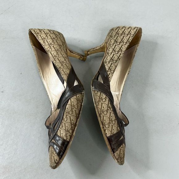 Dior VTG Dior Logo Mania Signature Canvas Leather Point Toe 90s H Size US 8 / IT 38 - 6 Thumbnail