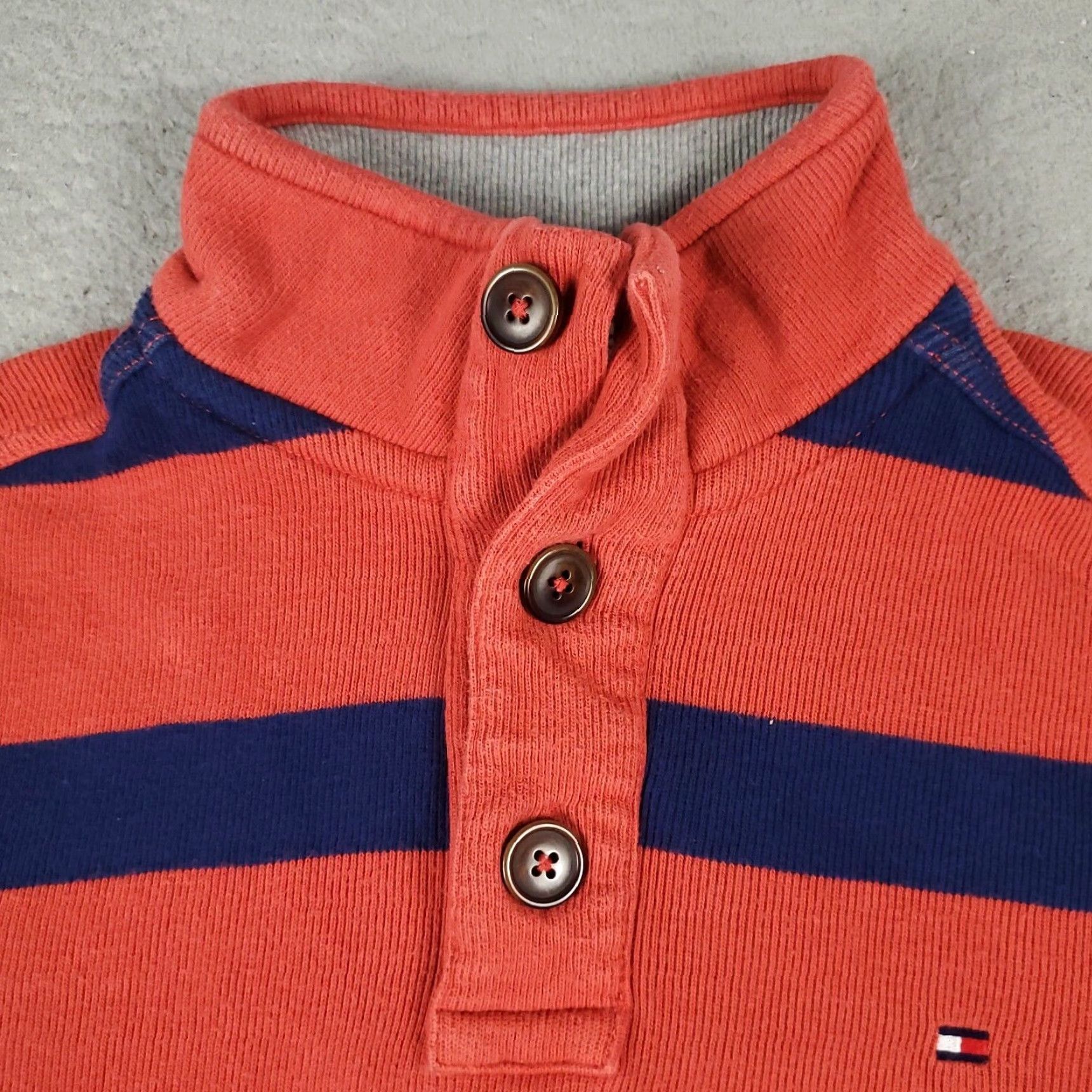Tommy Hilfiger VINTAGE Tommy Hilfiger Women's Sweater XS Blue Striped Pullover Knit Long Sleeve Mock Neck Casual Fashion Size XS / US 0-2 / IT 36-38 - 3 Thumbnail