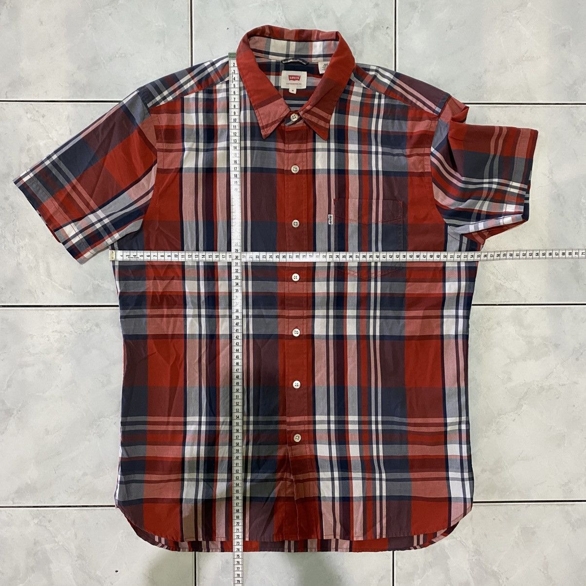 Levi's Levi’s Red Navy Plaid Short Sleeve Shirt Classic Summer Look Size US M / EU 48-50 / 2 - 18 Thumbnail