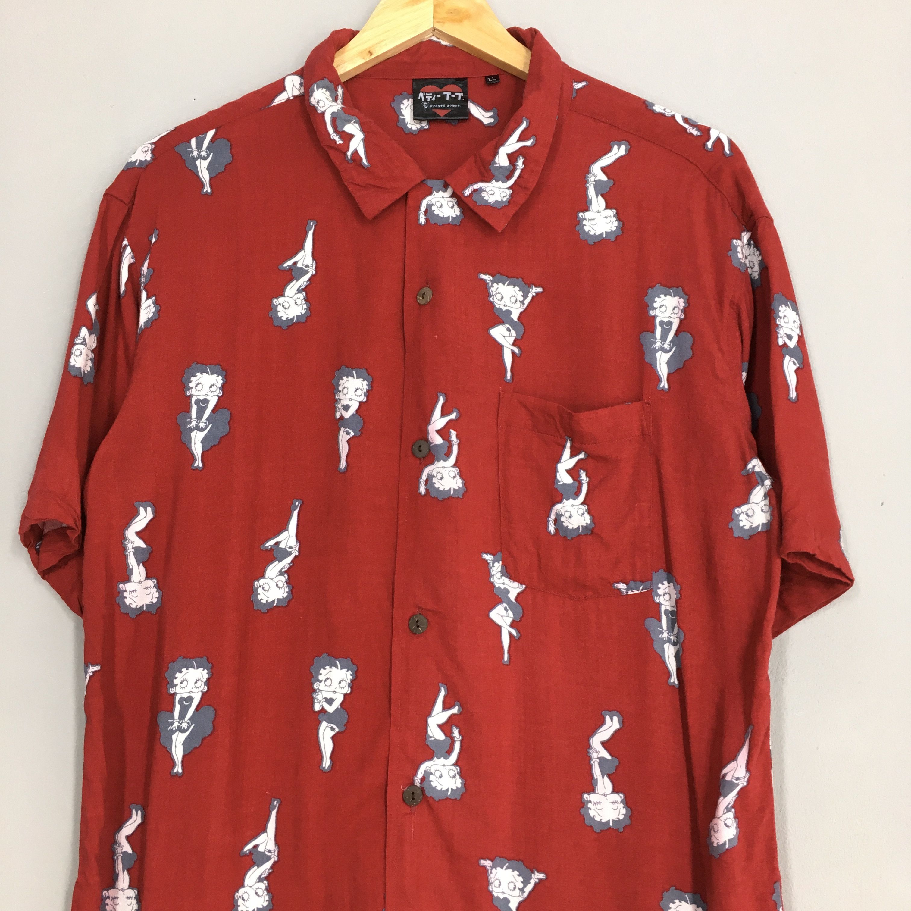 Cartoon Network Betty Boop Sexy Cartoon Hawaii Rayon Button Shirt Large Size US L / EU 52-54 / 3 - 2 Thumbnail