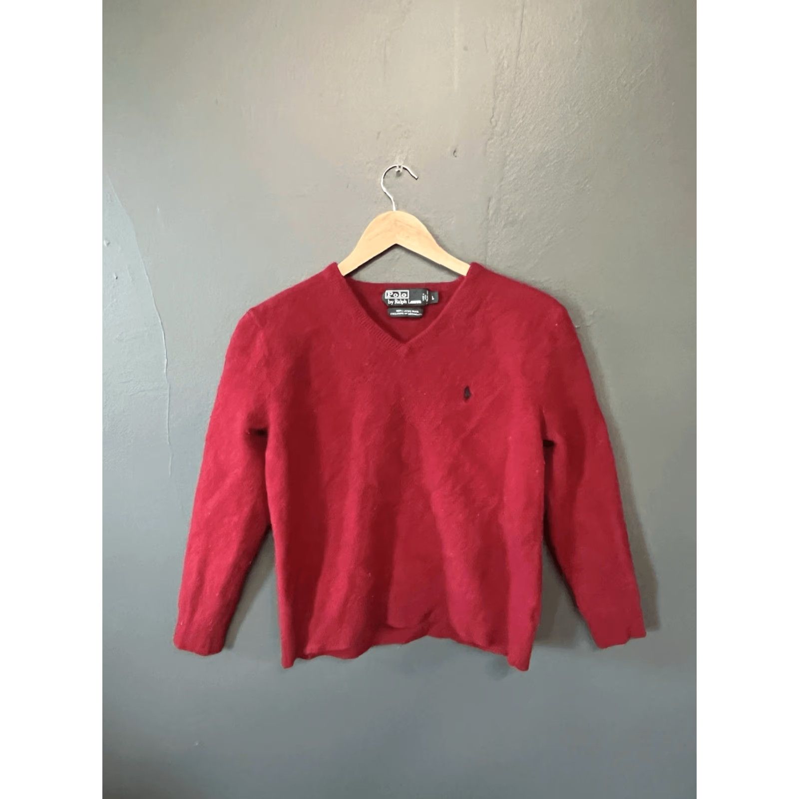 Ralph Lauren Polo Ralph Lauren Womens Red Lambs Wool Pullover Sweatshirt Size Large Size L / US 10 / IT 46 - 2 Thumbnail