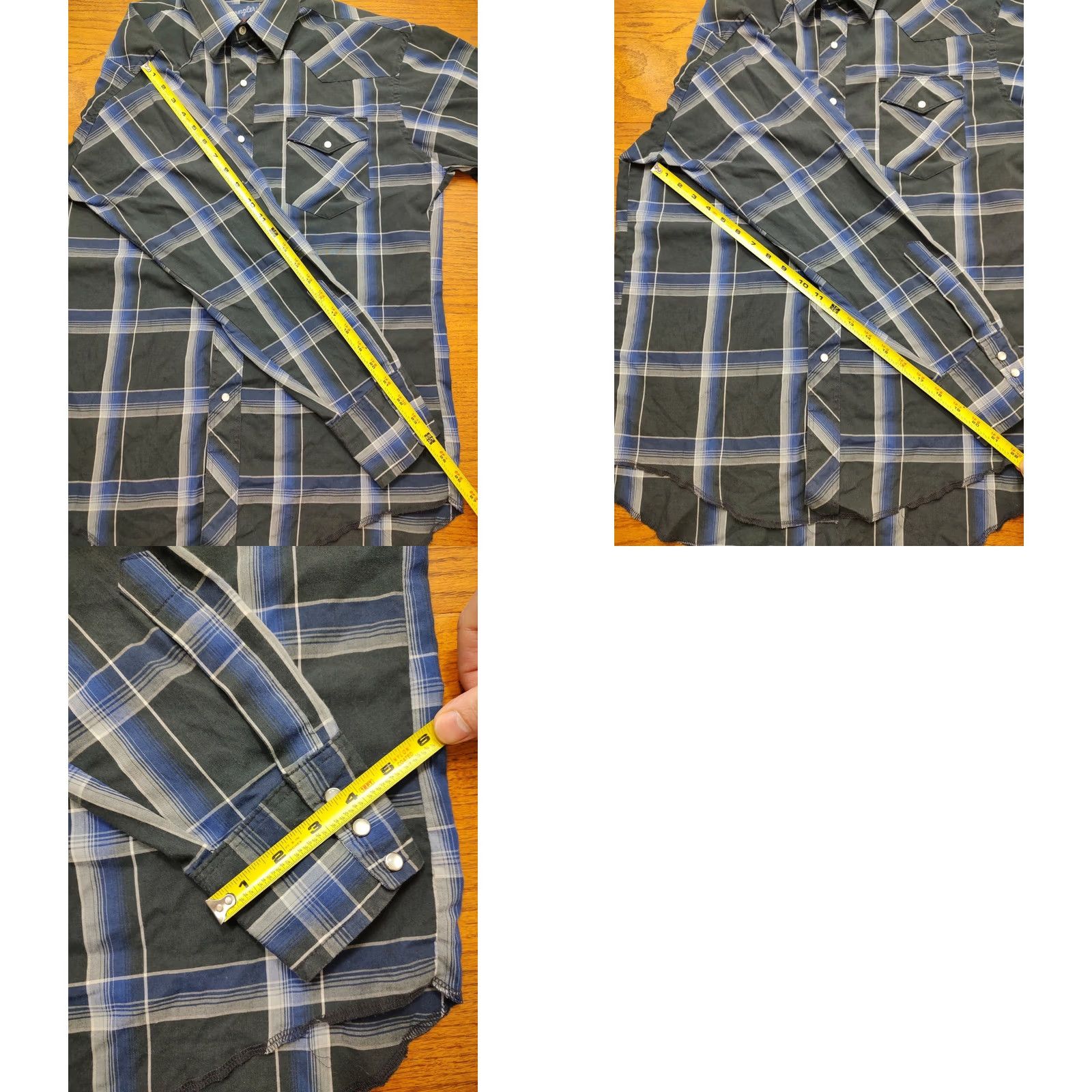 Wrangler VINTAGE Wrangler Cowboy Shirt Plaid Pearl Snap Long Sleeve Mens 16 X-Long Tails Size US L / EU 52-54 / 3 - 8 Thumbnail