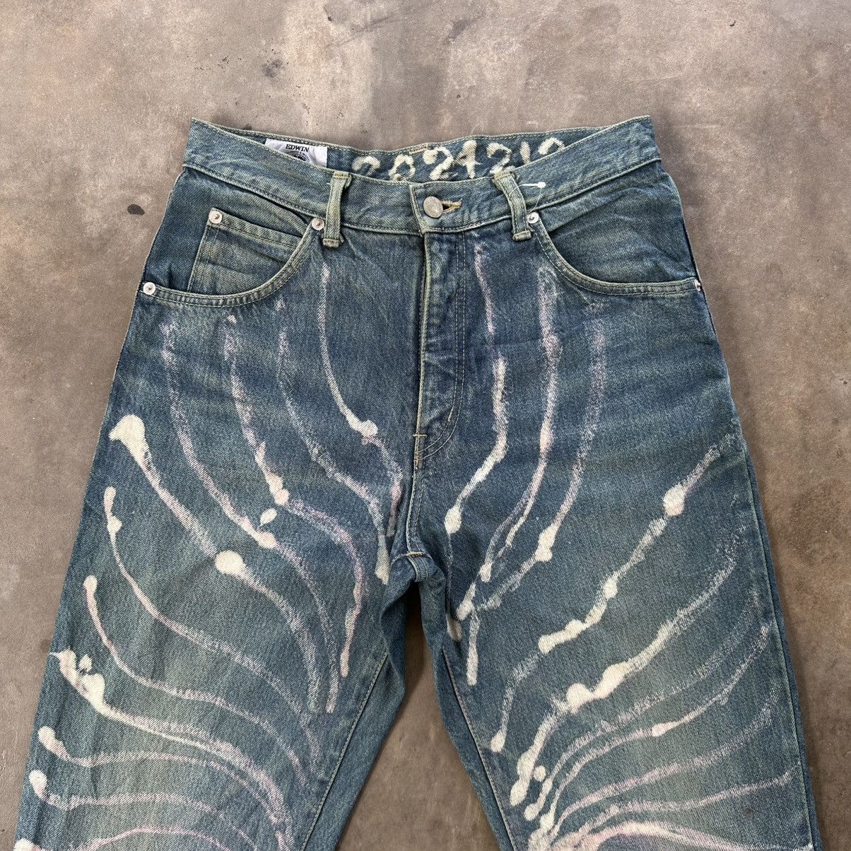 If Six Was Nine Vintage Edwin Dye Splash FLARE Denim Jean Pant W28 Size US 28 / EU 44 - 3 Thumbnail
