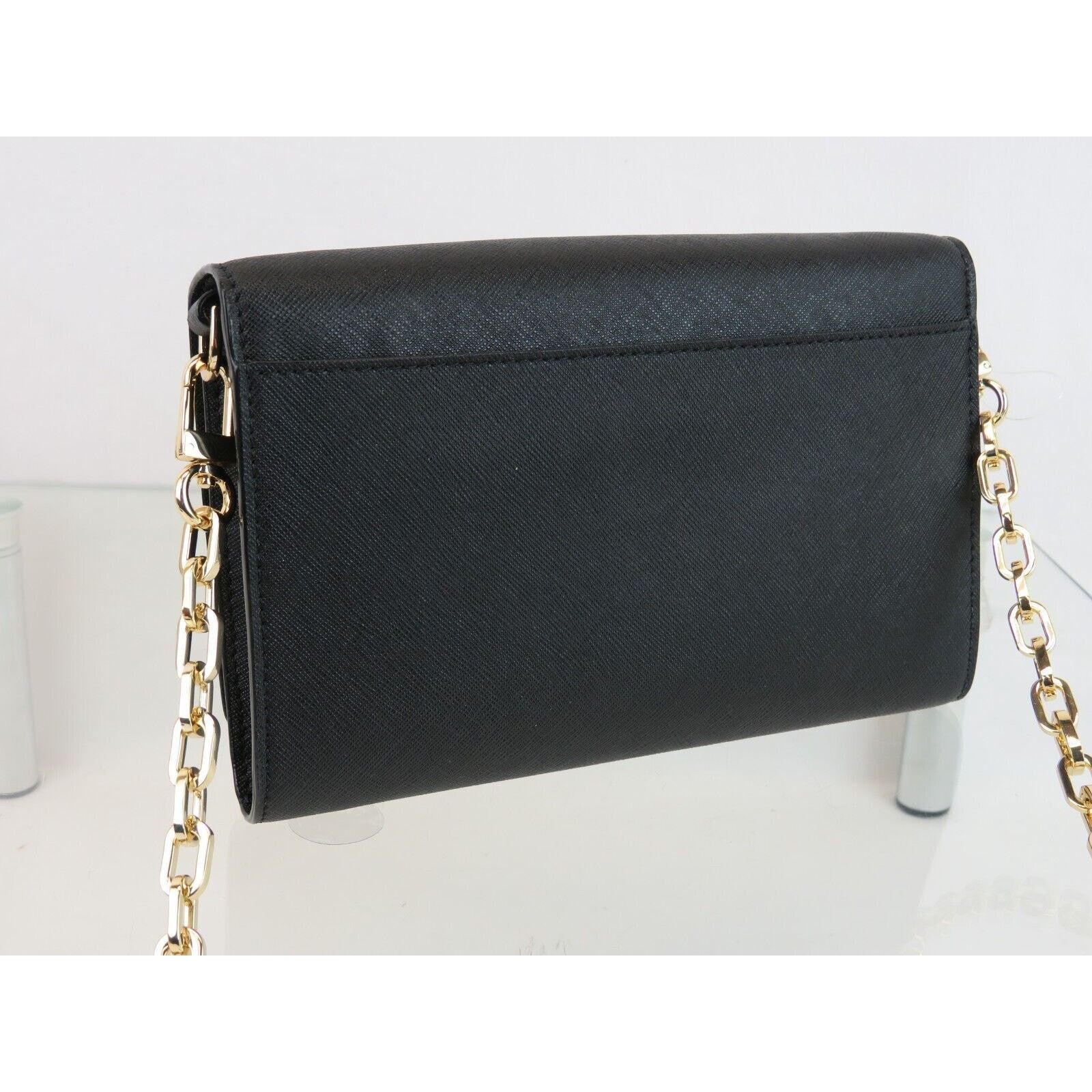 Tory Burch ROBINSON BLACK SAFFIANO LEATHER CHAIN SHOULDER CLUTCH BAG Size ONE SIZE - 4 Thumbnail