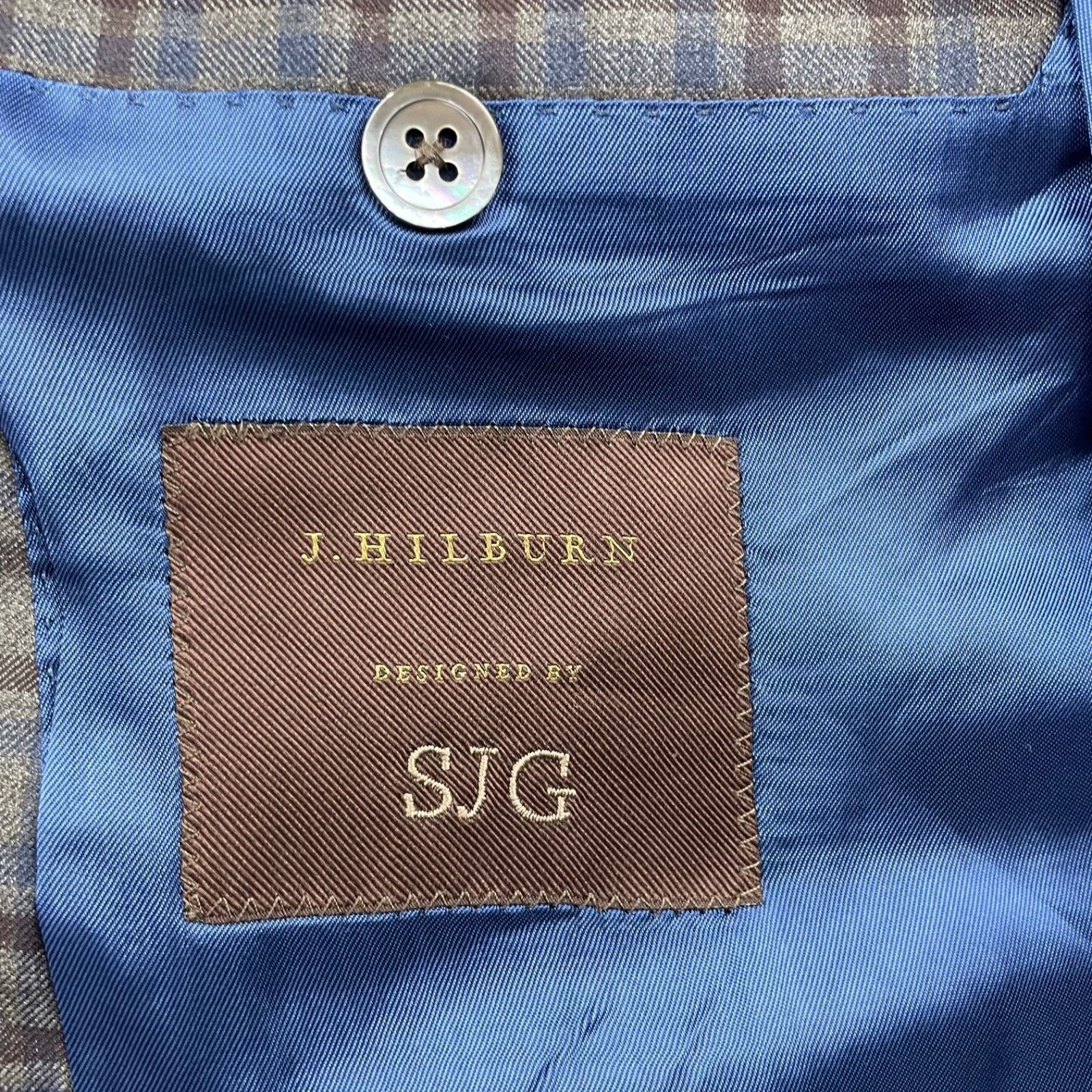 J.Hilburn J.Hilburn Men's Bespoke 100% Wool 2-Button Blazer Brown/Blue Size 46S - 5 Thumbnail