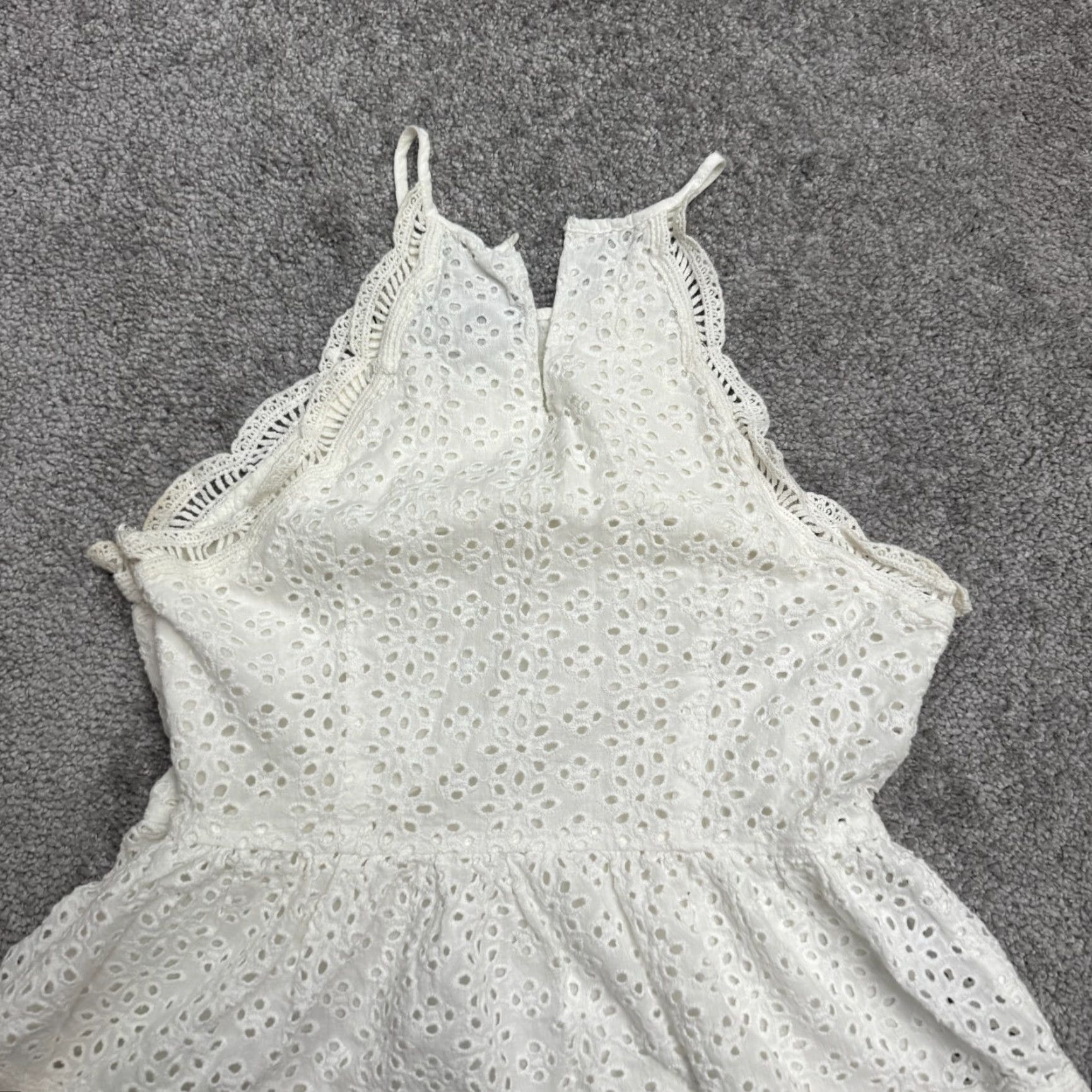 Lulus Lulus Halter White Cotton Blouse Women Small Eyelet Embroidered Boho Summer Size S / US 4 / IT 40 - 3 Thumbnail