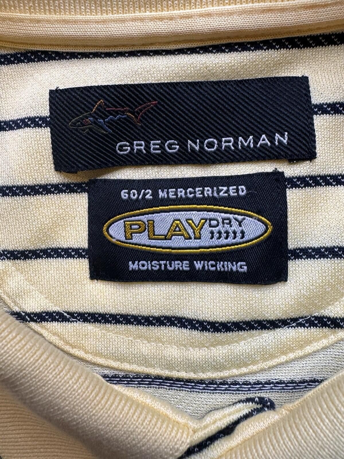 Greg Norman Greg Norman Men's L Polo Play Dry Yellow Striped [706] Size US L / EU 52-54 / 3 - 4 Thumbnail