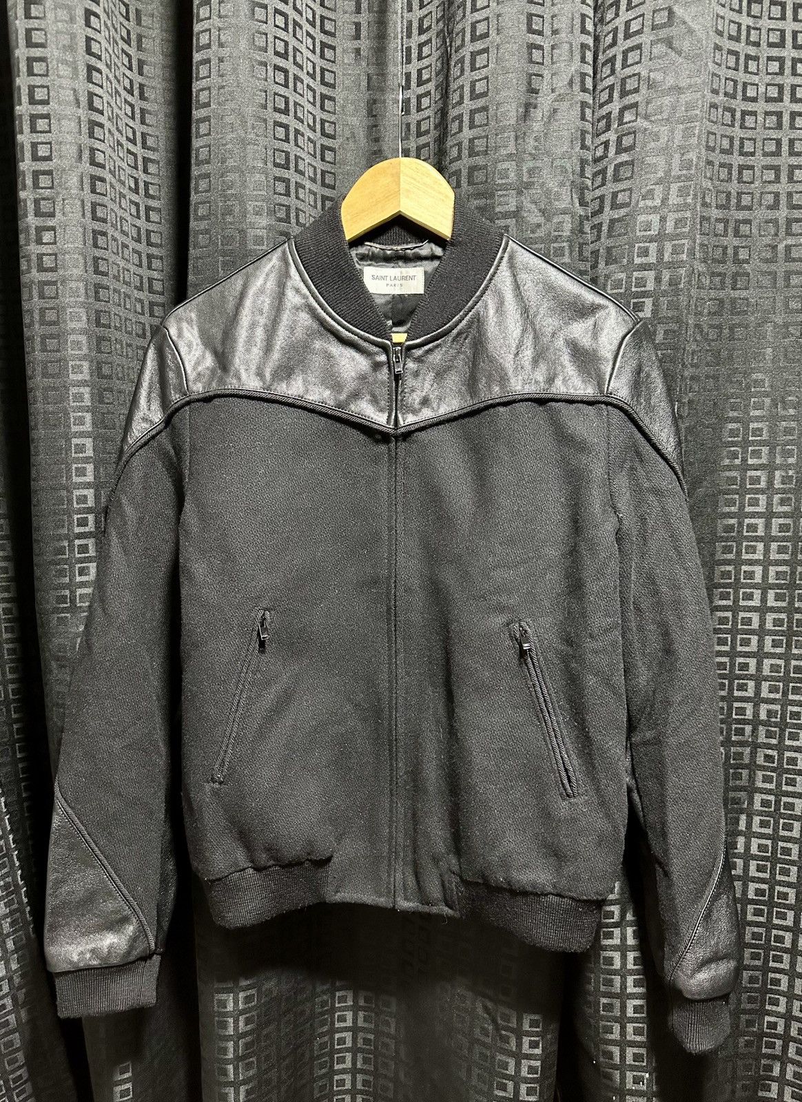Saint Laurent Paris Saintlaurent paris leather/wool bomber jacket Size US M / EU 48-50 / 2 - 1 Thumbnail