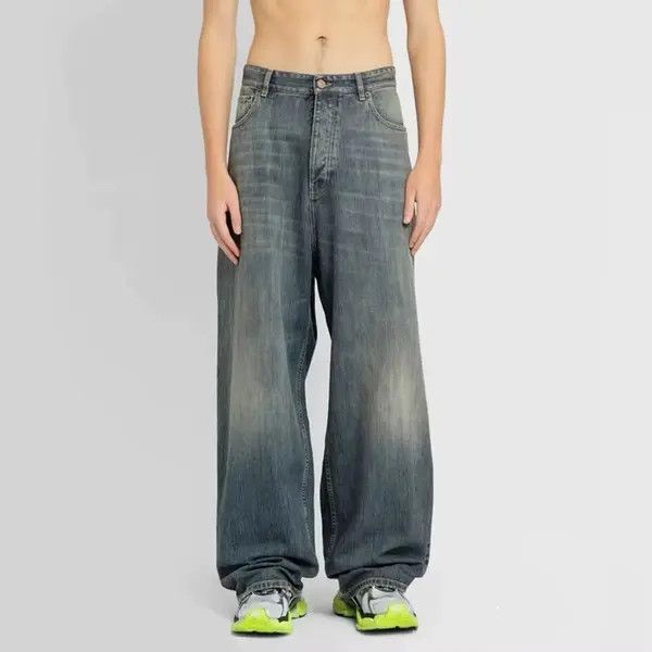 Jean Baggy Jeans Wash Denim Faded Distressed Loose Fit Skate Size US 35 - 7 Thumbnail